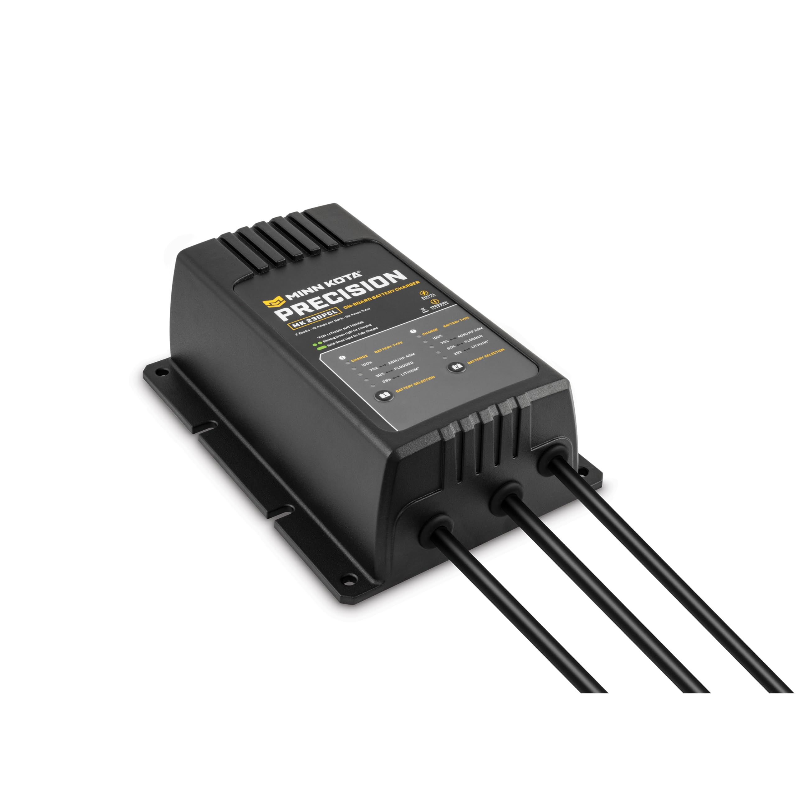 Minn Kota 1832304 Precision Charger MK 230 PCL - 2 Bank 15 Amp Marine Battery Charger for Boats, Fishing & Watercraft - Perfect for Deep Cycle & AGM Batteries