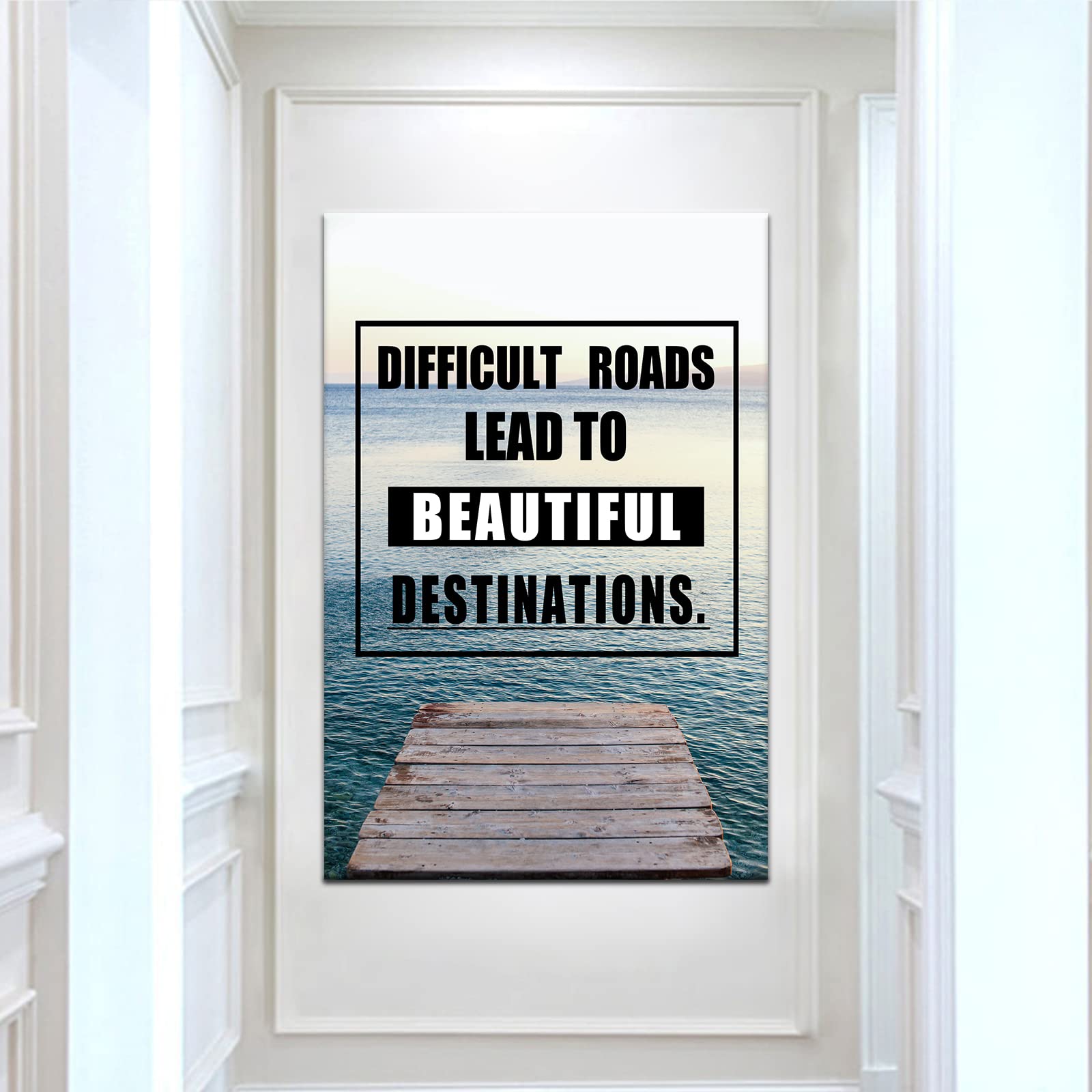Motivational Wall Art Decor - Positive Energy Inspirational Canvas Print for Bedroom & Office - Modern Framed Wall Art Poster (24x36 Inches) - Perfect for Home, Living Room & Workspace Decor