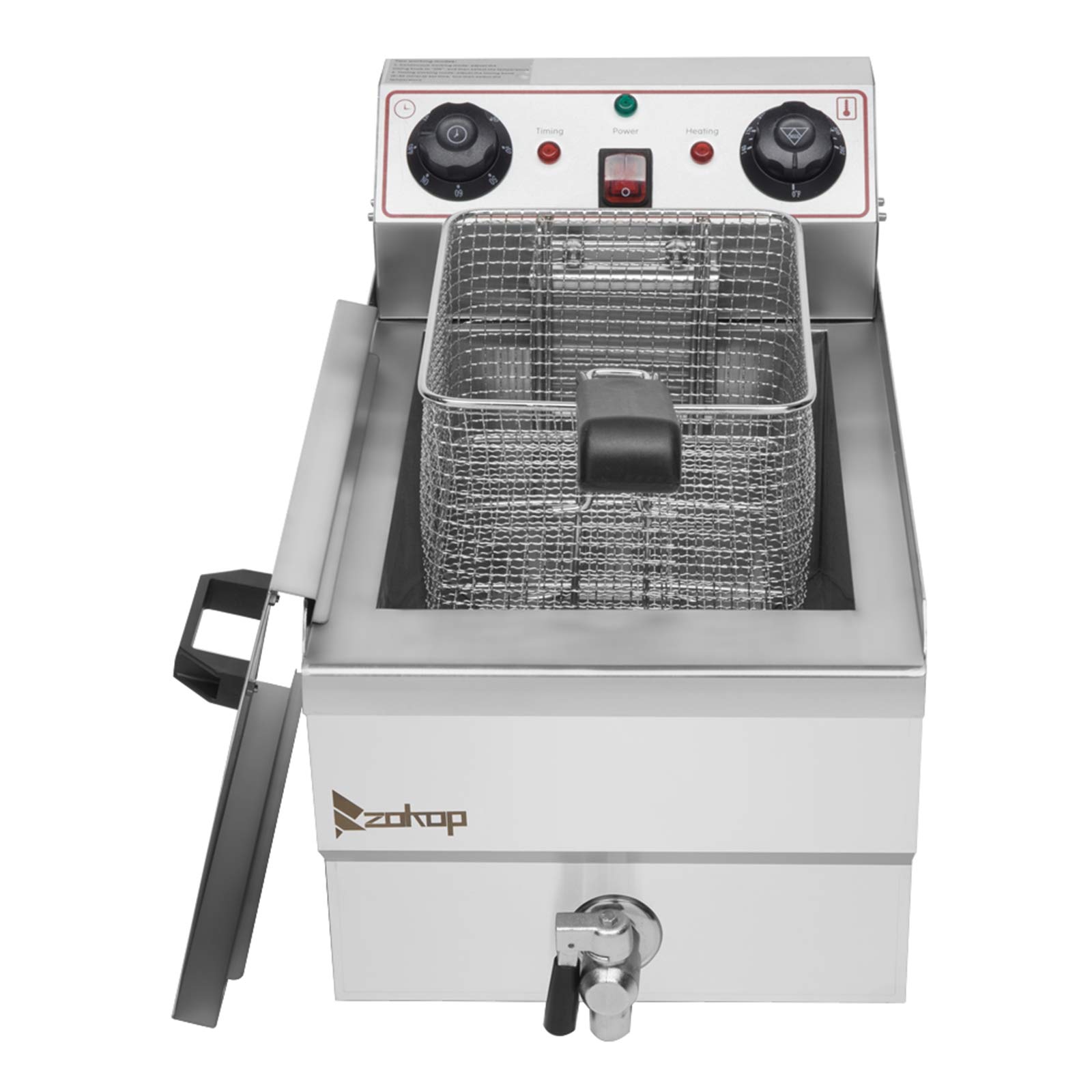 Mushugu EH101V 8.5QT/8L Stainless Steel Commercial Deep Fryer with Faucet - 1700W High Power, 12.5QT/11.8L Total Capacity - Easy to Operate Large Handle Design (Blue) - Perfect for Restaurants, Food Trucks & Home Kitchen Use
