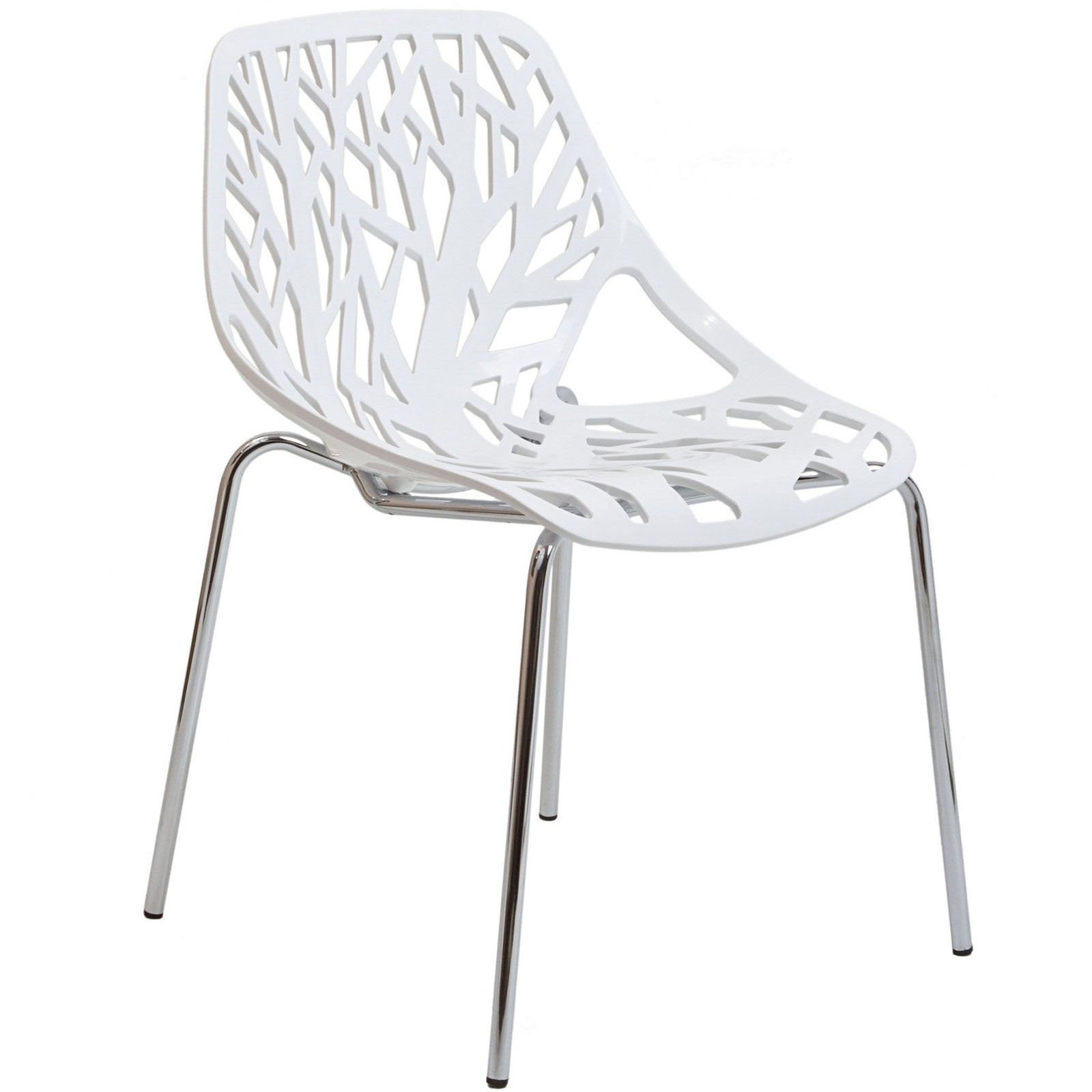 Modway Stencil Modern Stacking Chair - White Kitchen & Dining Room Chair Set - Space Saving Stackable Chairs for Small Spaces, Restaurants & Events