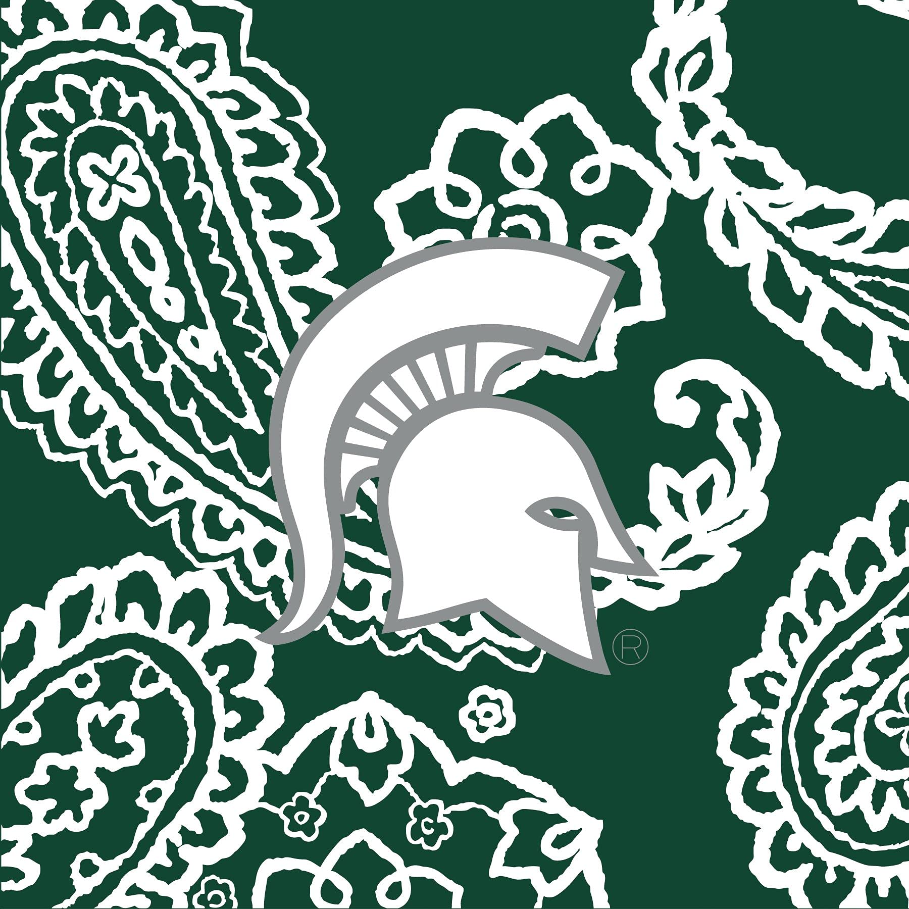 Vera Bradley Women's Collegiate Plush XL Throw Blanket - Michigan State University Dark Green/White Bandana Design - Soft Cozy Blanket for Dorm, Bed, Couch & Game Day - Multiple Team Options Available