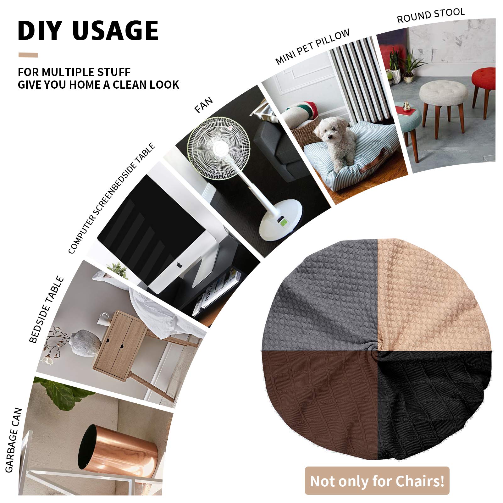 Stretch Jacquard Chair Covers - 4 Pcs, Rhombic-Black for Dining & Kitchen Chairs