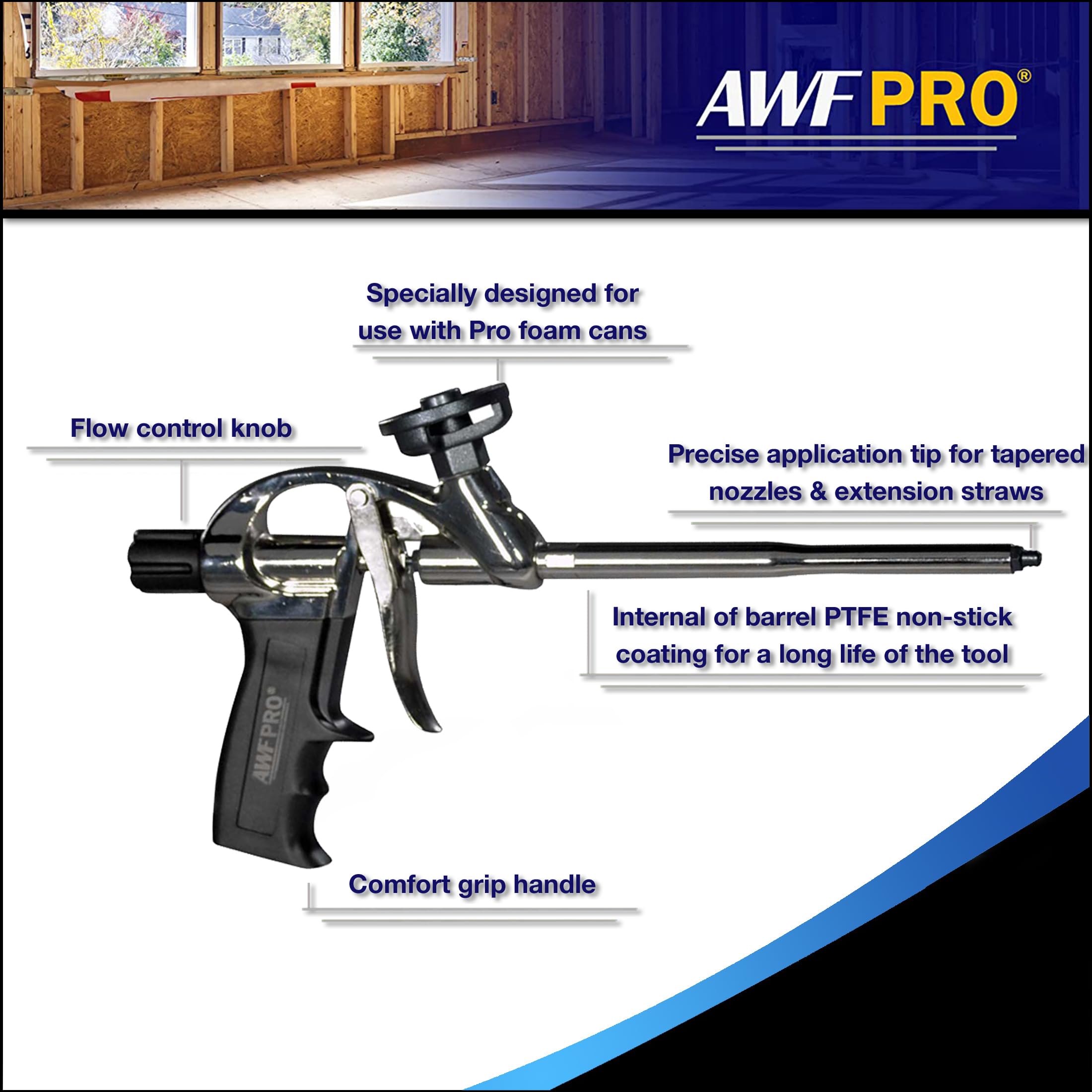 GREAT STUFF PRO 20oz Low Expansion Polyurethane Foam Sealant for Windows & Doors - Air Tight, Water Resistant, Insulating Spray Foam (Off White, Pack of 12 with Applicator Gun) - Perfect for Weatherproofing, Draft Protection & Home Insulation Projects