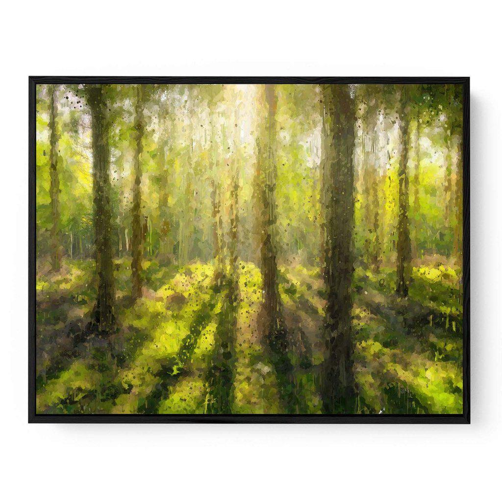 Sunrise Forest Landscape Framed Canvas Wall Art - Nature Inspired Home Decor for Living Room, Bedroom & Office