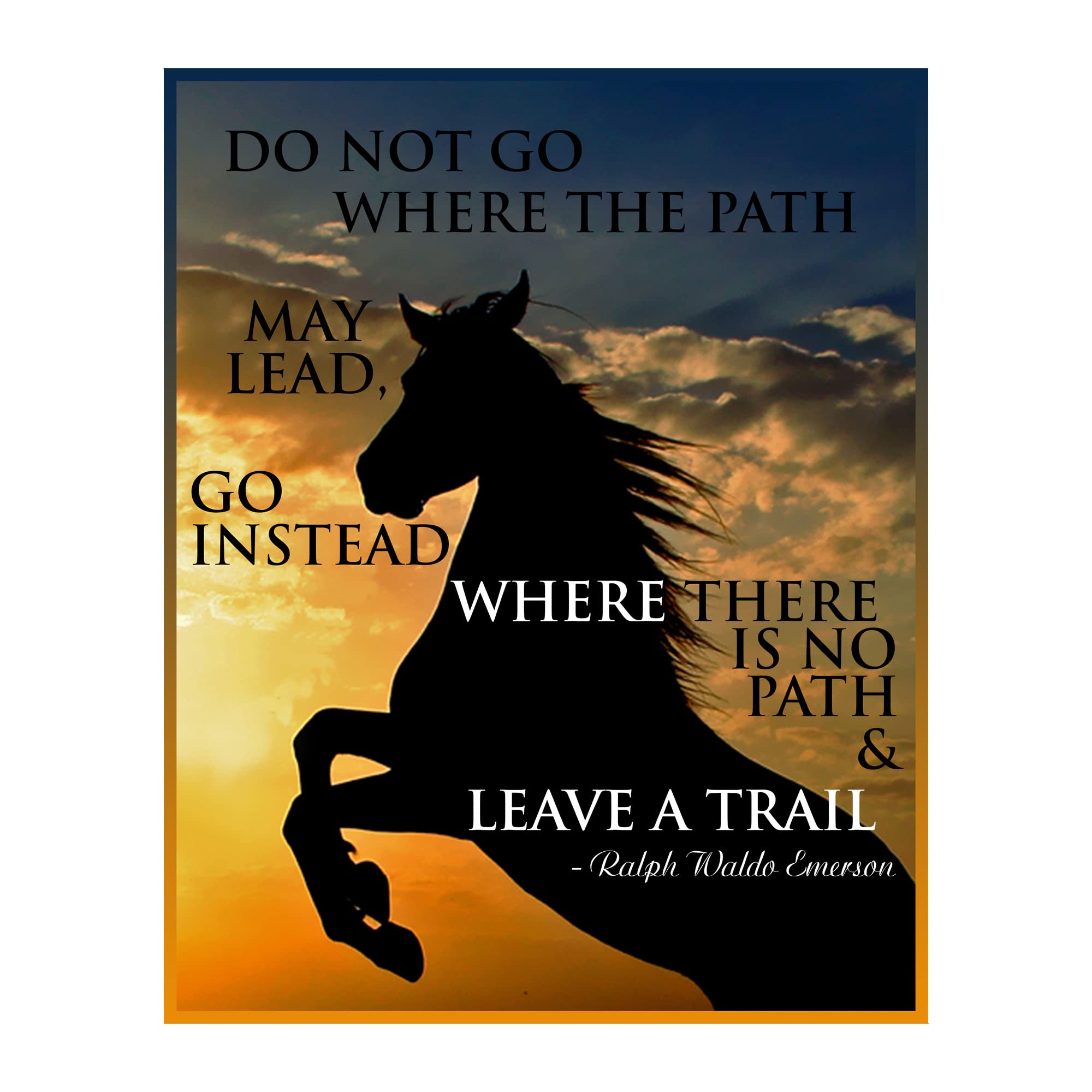 Ralph Waldo Emerson Sunset Horse Motivational Wall Art Print - Inspirational Home & Office Decor for Living Room, Bedroom - Unframed 8x10 - Perfect for Study Spaces & Meditation Rooms