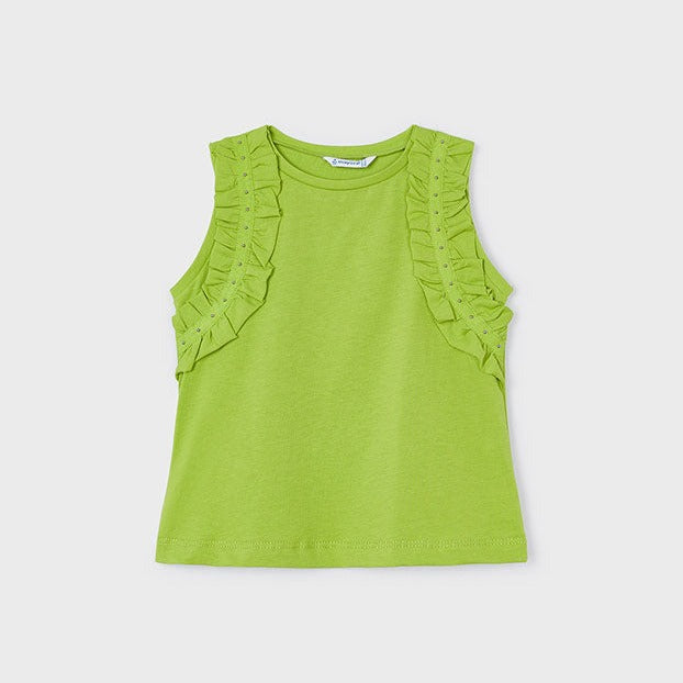 Kiwi Girls Ruffle Trim Tank Top - Cute & Comfortable Summer Casual Wear for Kids, Playdates & Outdoor Activities