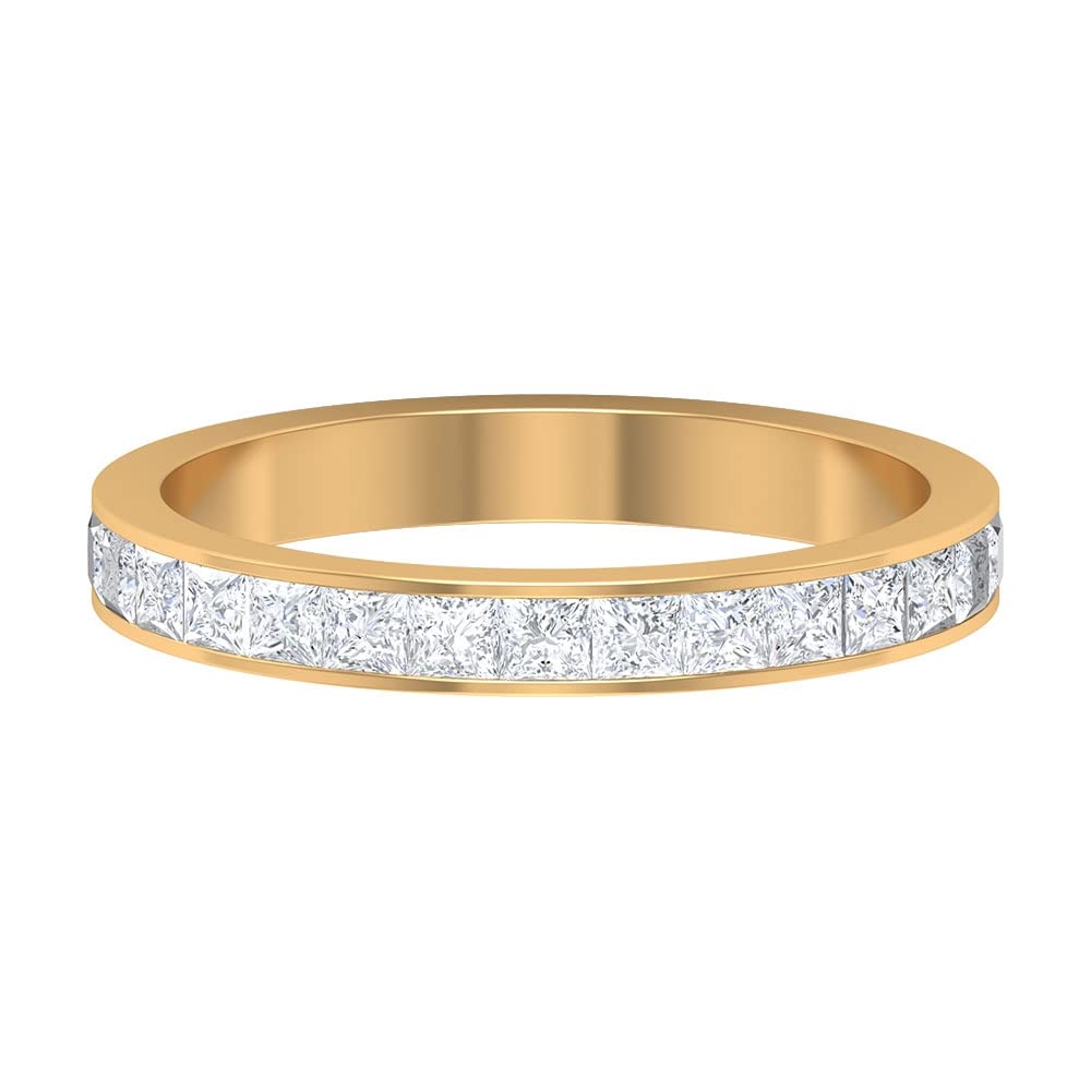 April Birthstone Diamond Half Eternity Ring - 14K Solid Gold Channel Set Semi Eternity Band with Genuine Diamonds | Perfect for Anniversary Gifts, Wedding Bands & Special Occasions