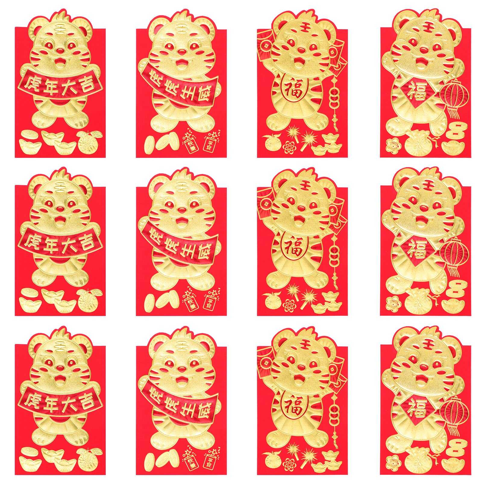 LUOZZY 60 Pcs Chinese New Year Red Envelopes 2022 - Lucky Money Envelopes for Year of Tiger, Lunar New Year Party Favors, Wedding, Birthday & Holiday Gifts - Perfect for Chinese New Year Celebrations, Family Gatherings and Cultural Events