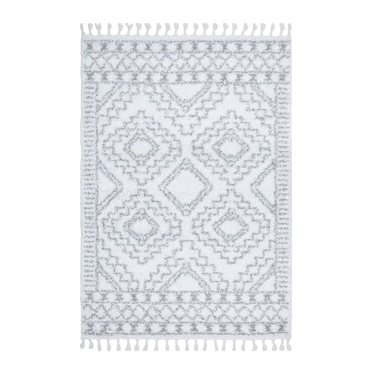 Casablanca Fez Rug (White) - Handmade Moroccan Wool Carpet for Living Room, Bedroom & Office Decor