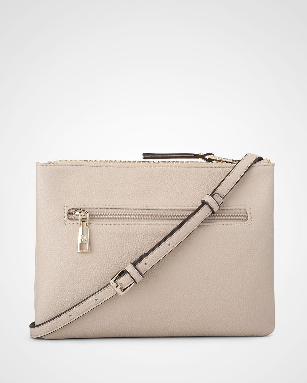 Charlotte Double Zip Crossbody Bag with Metallic Stripe Strap - Stylish Hands-Free Purse for Women, Perfect for Travel, Shopping & Everyday Use