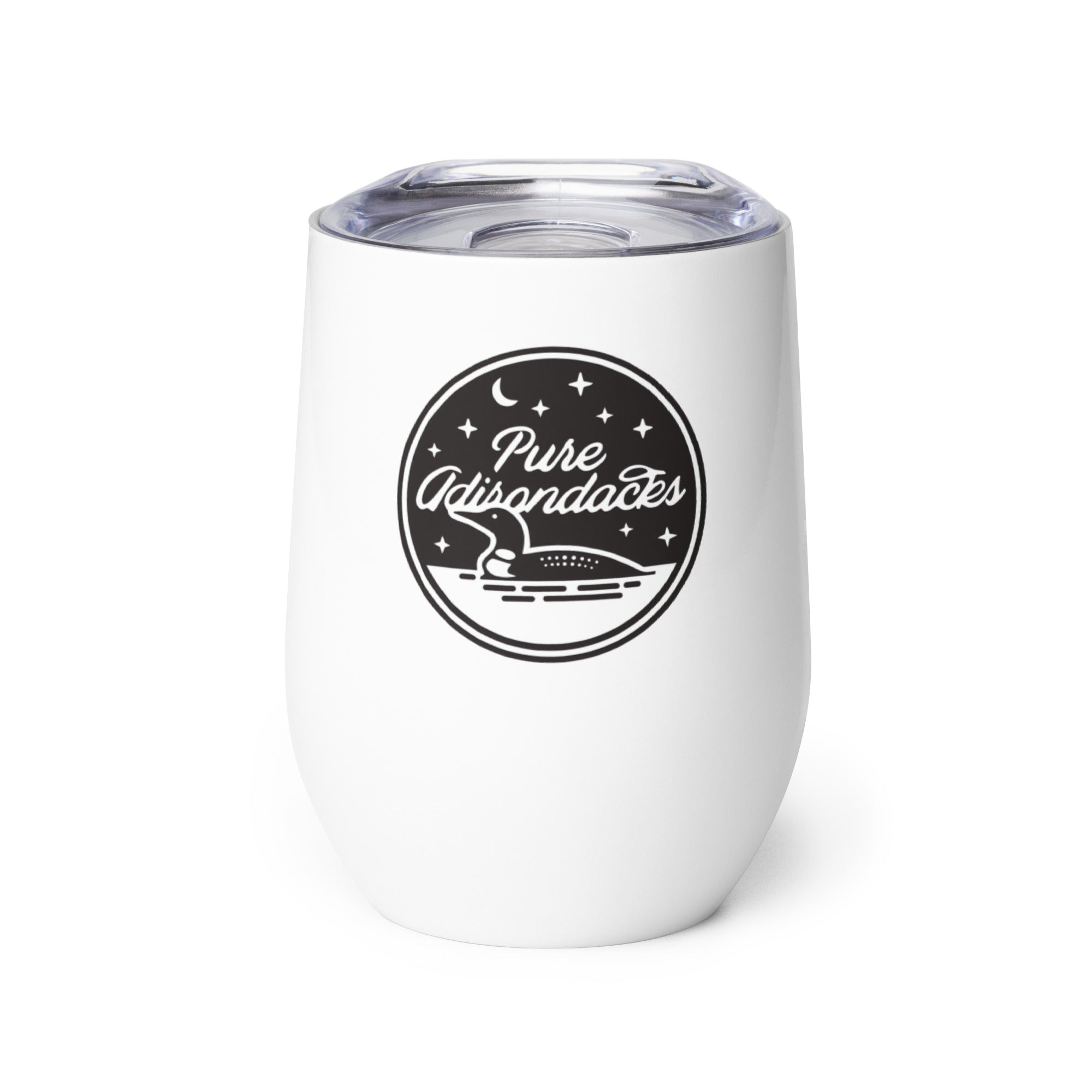 Insulated Wine Tumbler with Lid - Loon at Nightfall Design - Perfect for Outdoor Picnics, Camping & Dinner Parties