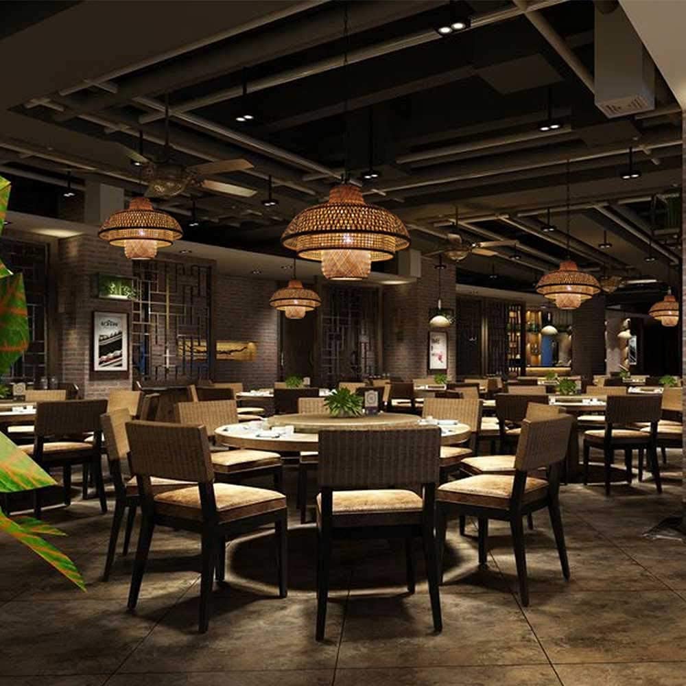 Handmade Bamboo Pendant Light - Wicker Lamp Shade for Living Room, Bedroom, Restaurant & Cafe | Artistic Hanging Lighting Fixture for Dining Room, Teahouse, Bar & Club | Perfect for Boho, Farmhouse & Coastal Decor