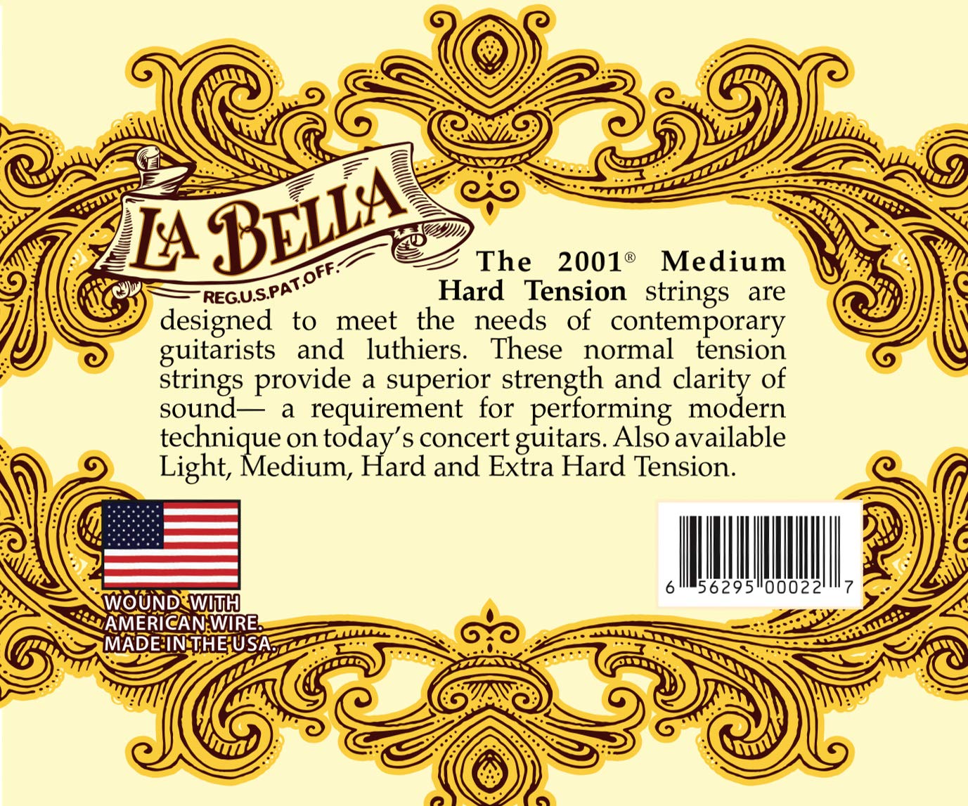 La Bella 2001 Medium Hard Tension Silver-Plated Wound Classical Guitar Strings (029-0435) - Premium Nylon Strings for Classical & Flamenco Guitar Performance