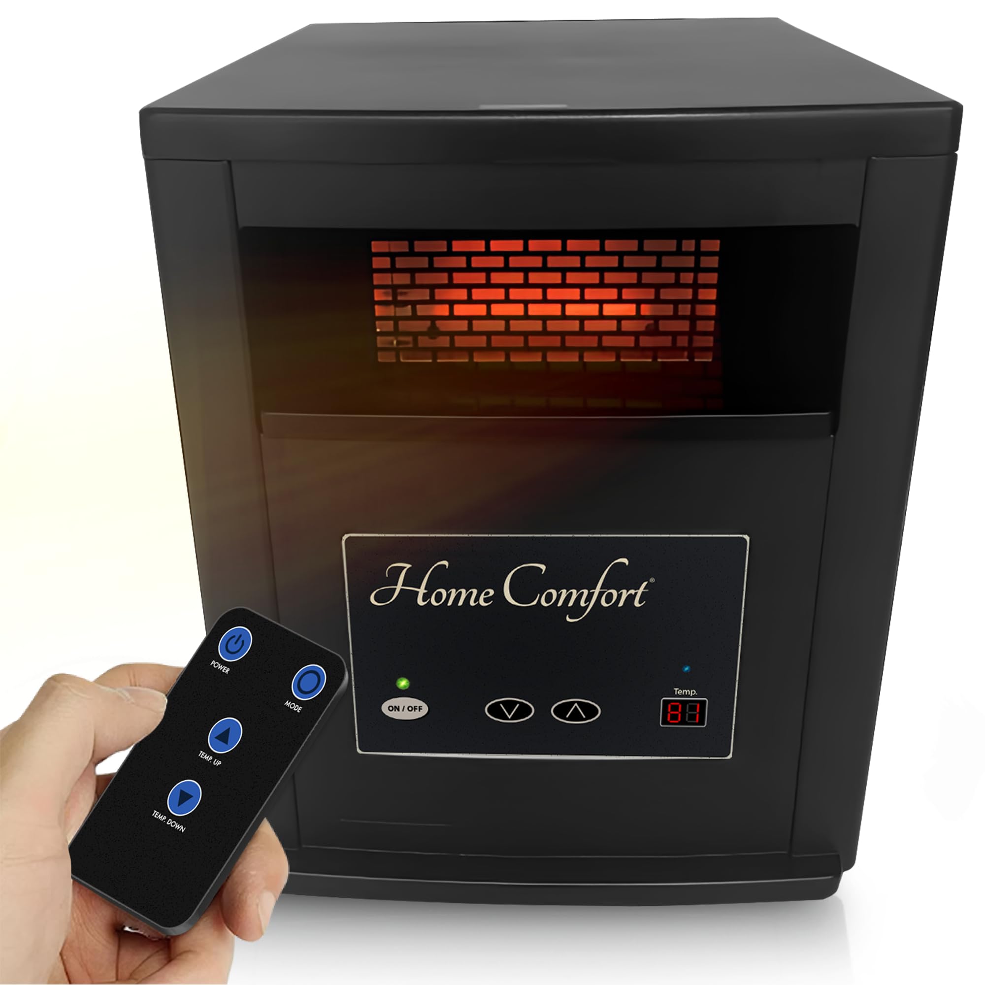 1500W Infrared Space Heater with Thermostat & Remote - Energy Efficient Portable Heater for Bedroom, Living Room & Large Areas - Year-Round Indoor Heating Solution - Perfect for Winter Nights & Office Use - Black