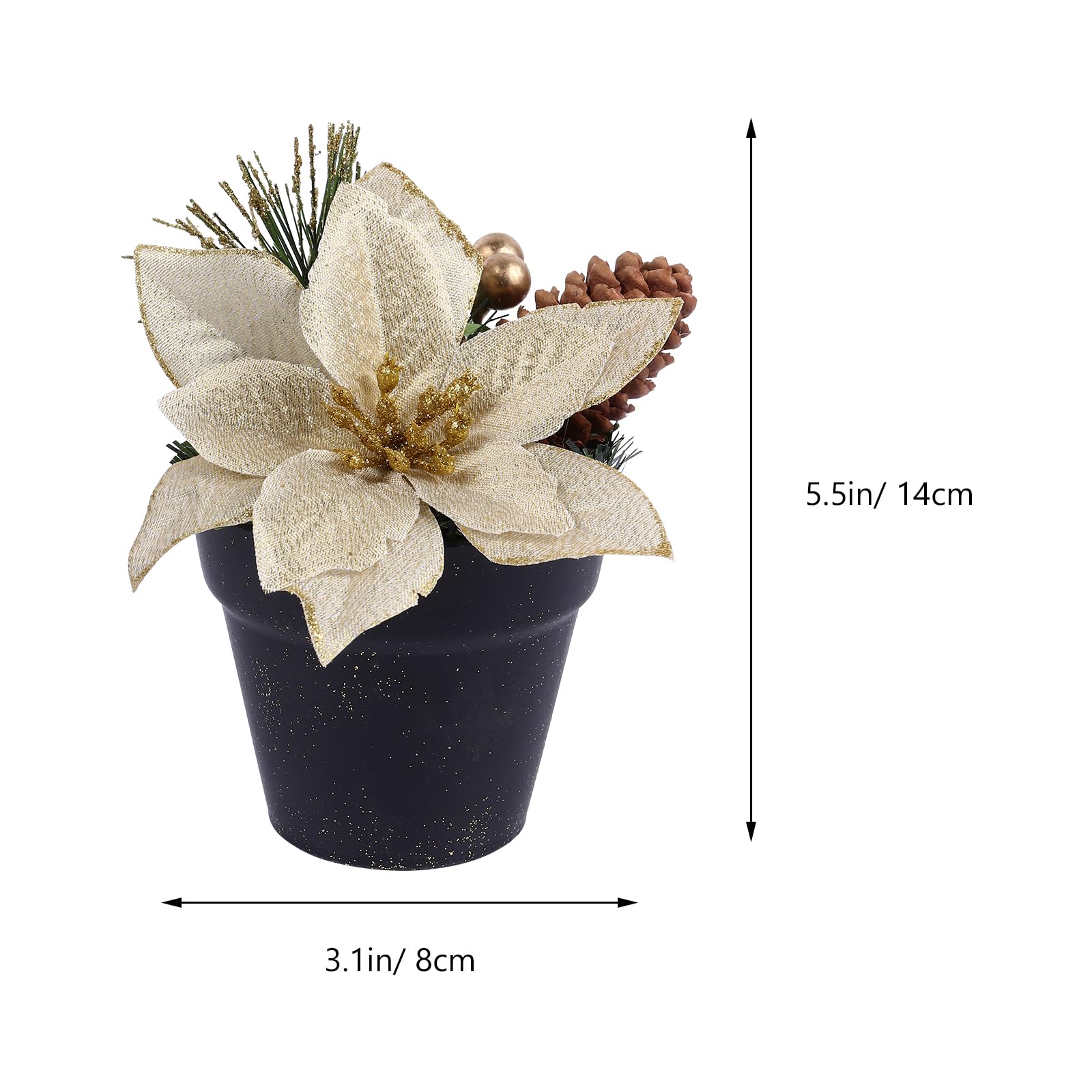 Amosfun 3 Pack Christmas Poinsettias Artificial Flowers in Pots - Realistic Desktop Plants for Home, Office, Garden Decor | Farmhouse Holiday Party Centerpiece, Tabletop & Seasonal Decoration