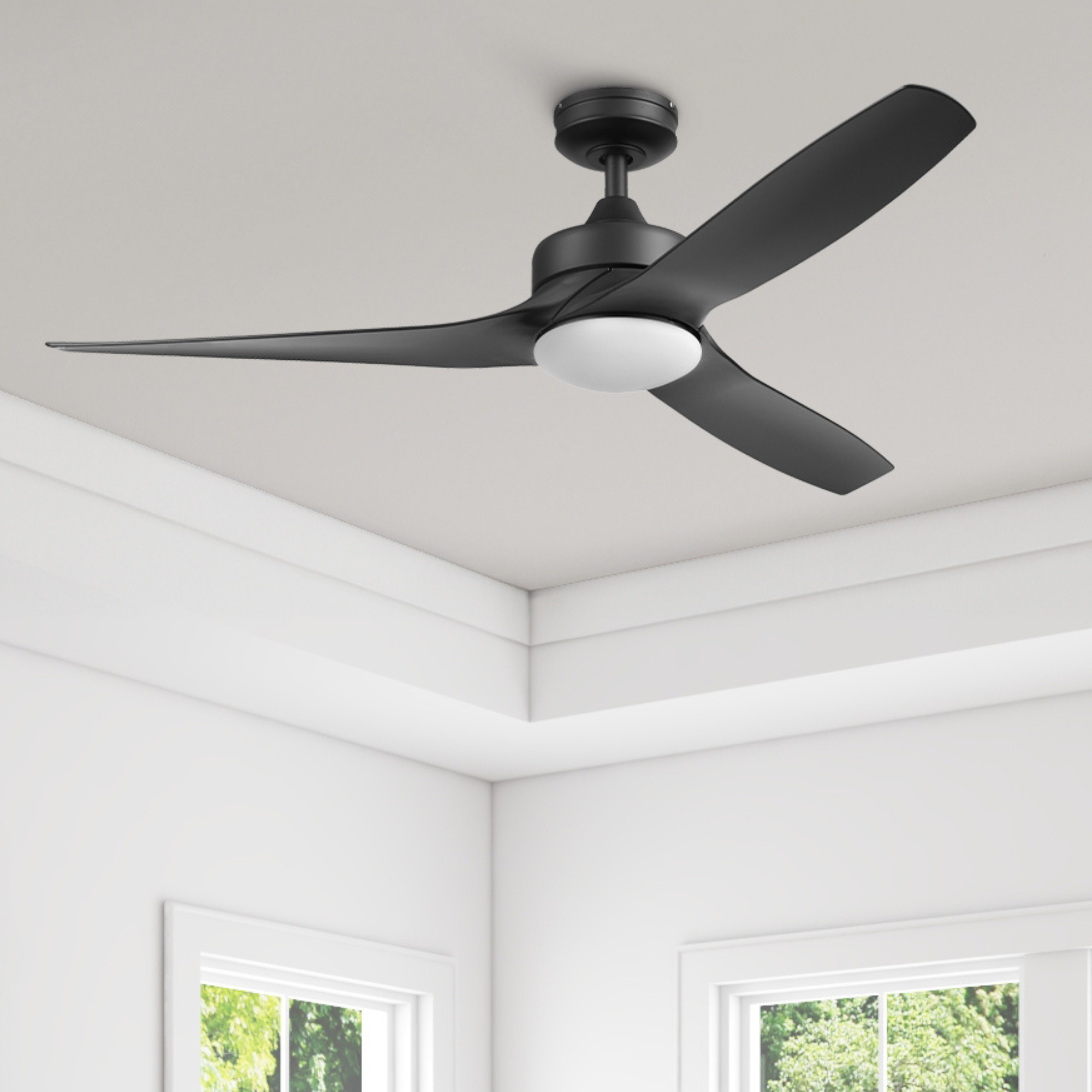52 Inch Honeywell Lynton Matte Black Ceiling Fan with Light Kit & Remote Control - Quiet Energy Efficient Indoor/Outdoor Cooling for Living Room, Bedroom, Patio