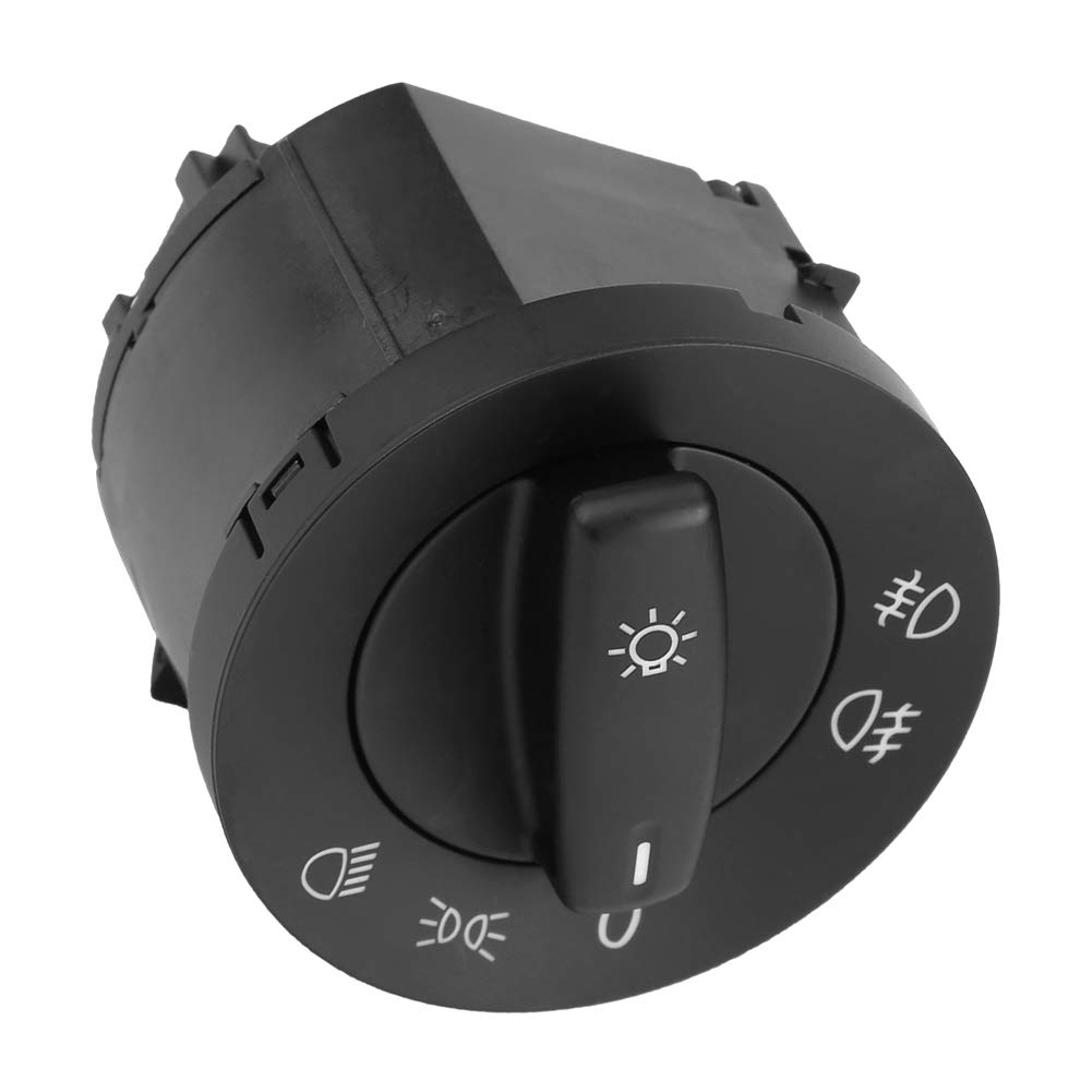 Keenso Black Car Headlight Control Switch with Fog Light - Compatible with MK5, MK6, B6, Rabbit, Sirocco (1T0941431C) - Perfect for Night Driving & Foggy Conditions