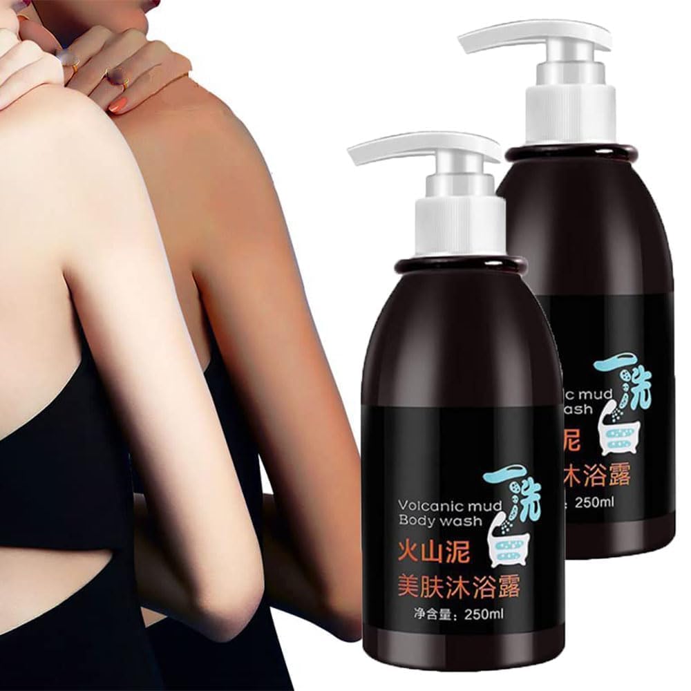 ULLiaN 2-Pack Volcanic Mud Body Wash & Whitening Shower Gel - Deep Cleansing & Skin Brightening Body Lotion - Natural Volcanic Clay for Smooth, Radiant Skin - Perfect for Daily Shower & Spa Day at Home