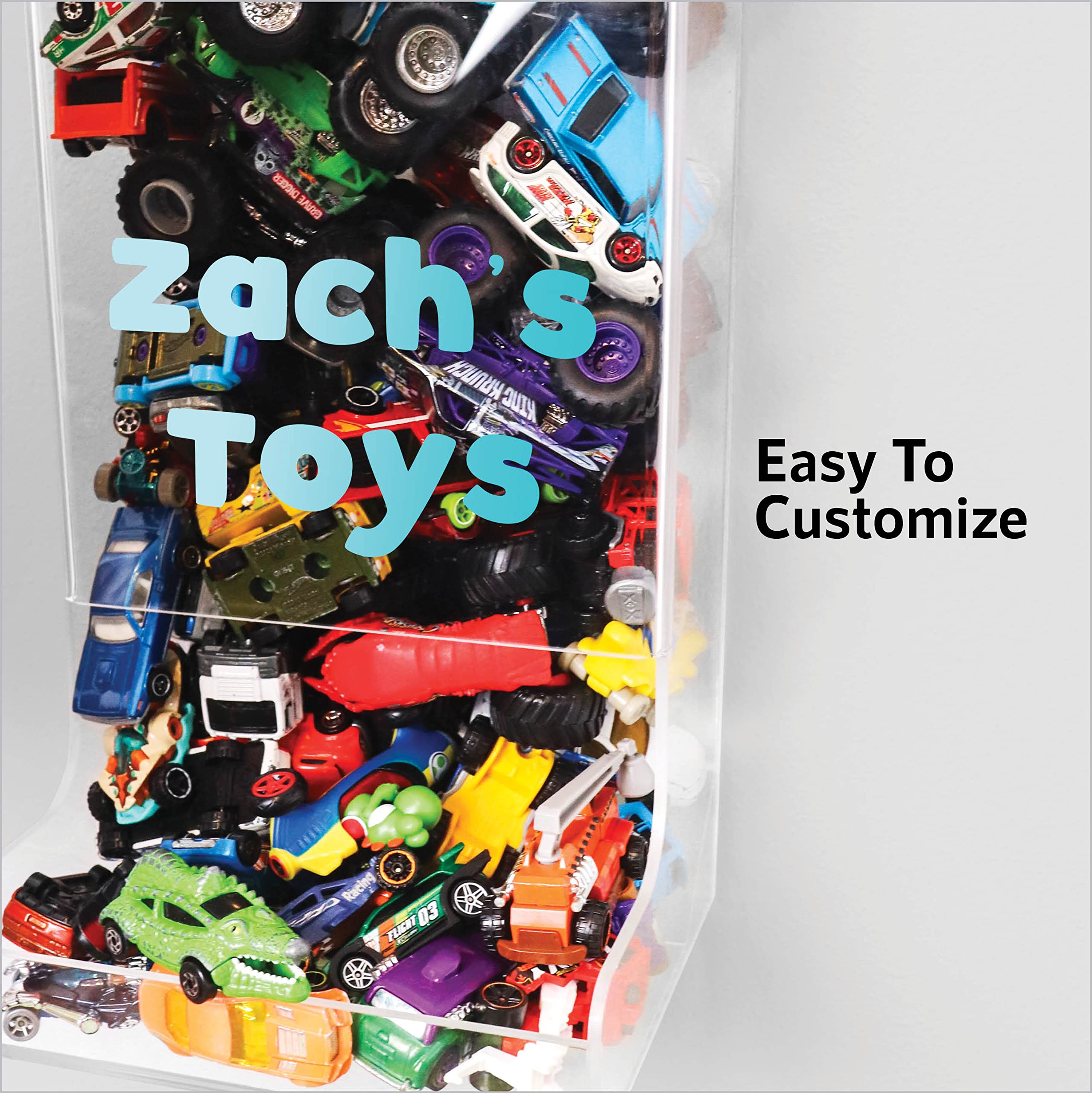 Acrylic Wall Organizer - 2 Pack Wall-Mounted Toy Storage Bin for Cars, Trains & Monster Trucks | Space-Saving Kids Room Organization | Perfect for Playrooms, Bedrooms & Daycare Centers