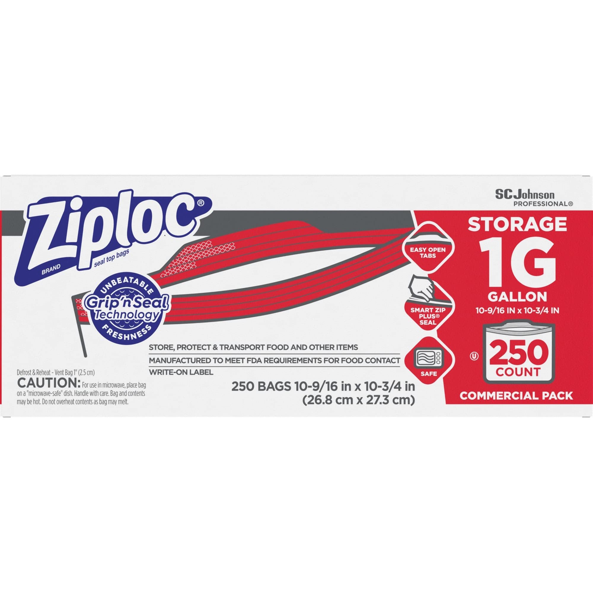 Ziploc® 1 Gallon Storage Bags - 250 Count Box | Heavy Duty Freezer Bags for Food Storage, Meal Prep & Organization | Airtight Seal for Freshness