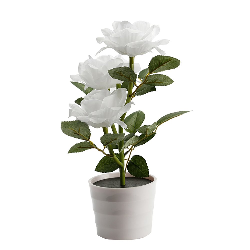 Solar LED Rose Table Lamp - 3 Flexible Lights for Home & Office Decor