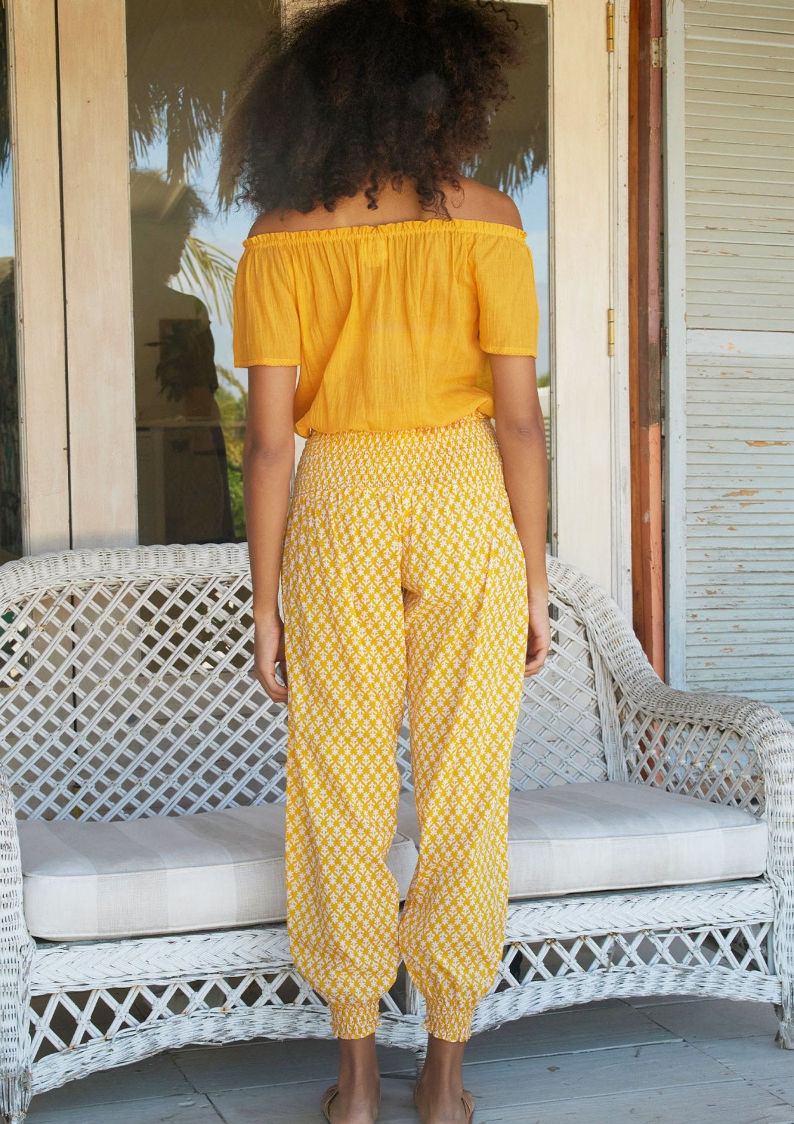 Ilana Frill Organic Cotton Gauze Top for Women - Soft & Breathable Yellow Blouse | Perfect for Summer Outfits, Beach Wear & Casual Style