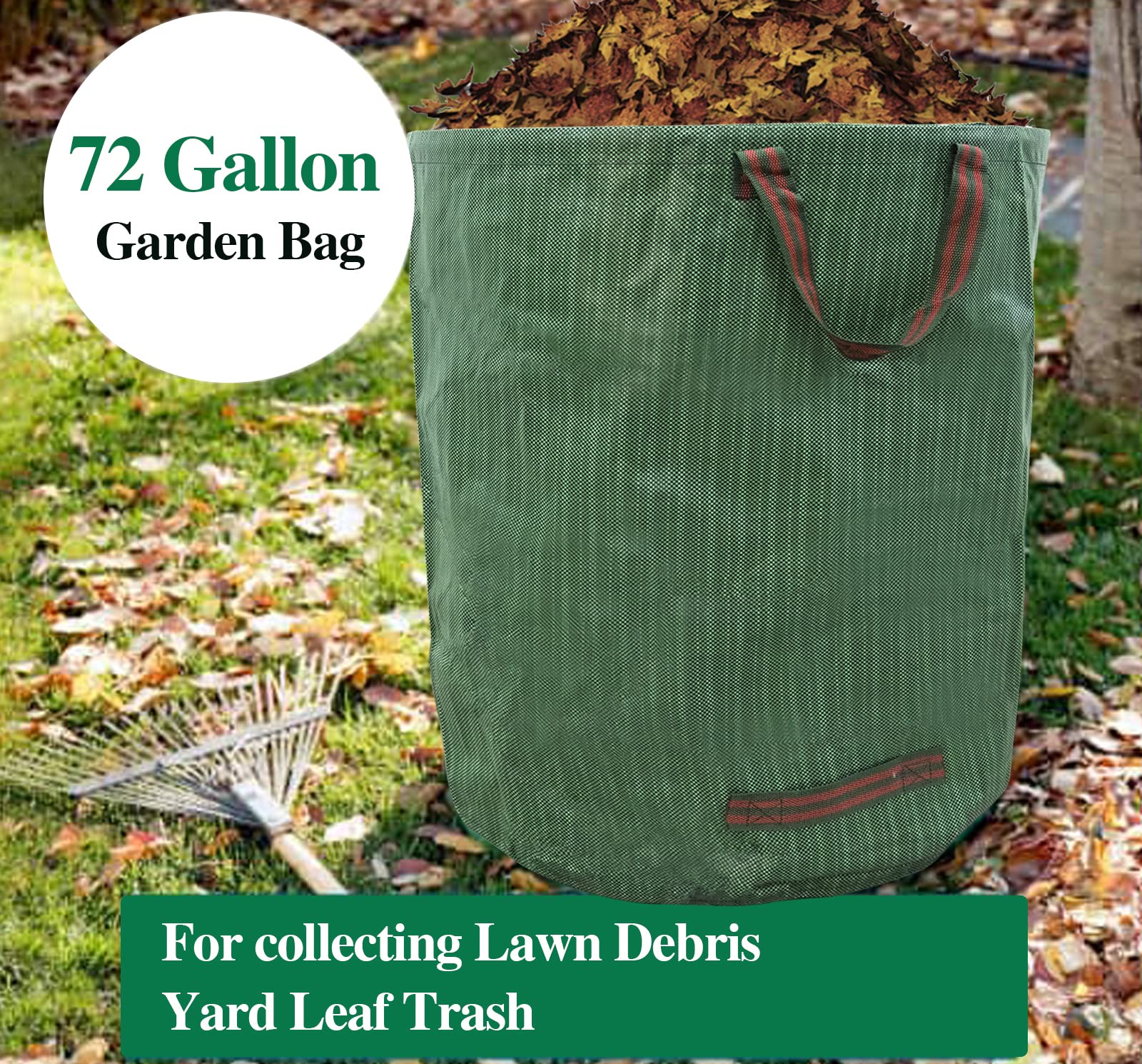 72 Gallon Heavy Duty Collapsible Reusable Garden Waste Bags - 3 Pack with Free Gardening Gloves | Lawn, Yard, Leaf & Debris Collection | Perfect for Composting, Landscaping & Outdoor Cleanup