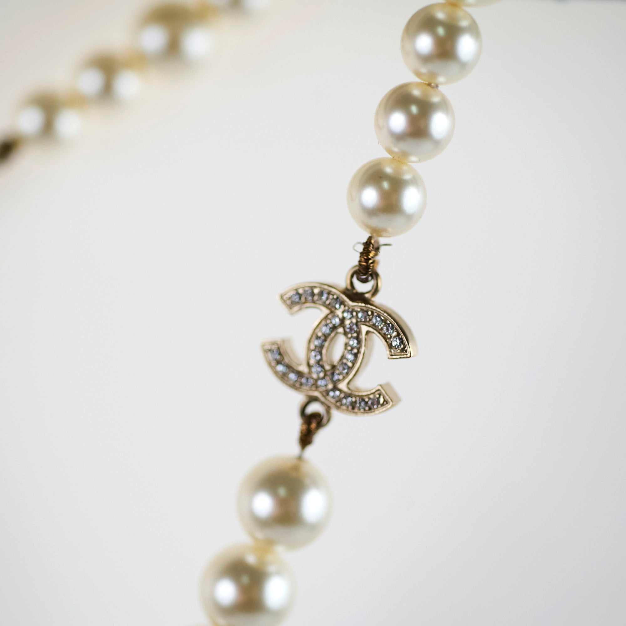 Chanel Pearl Long CC Logo Necklace - Elegant Costume Jewelry for Women | Perfect for Parties, Weddings & Special Occasions