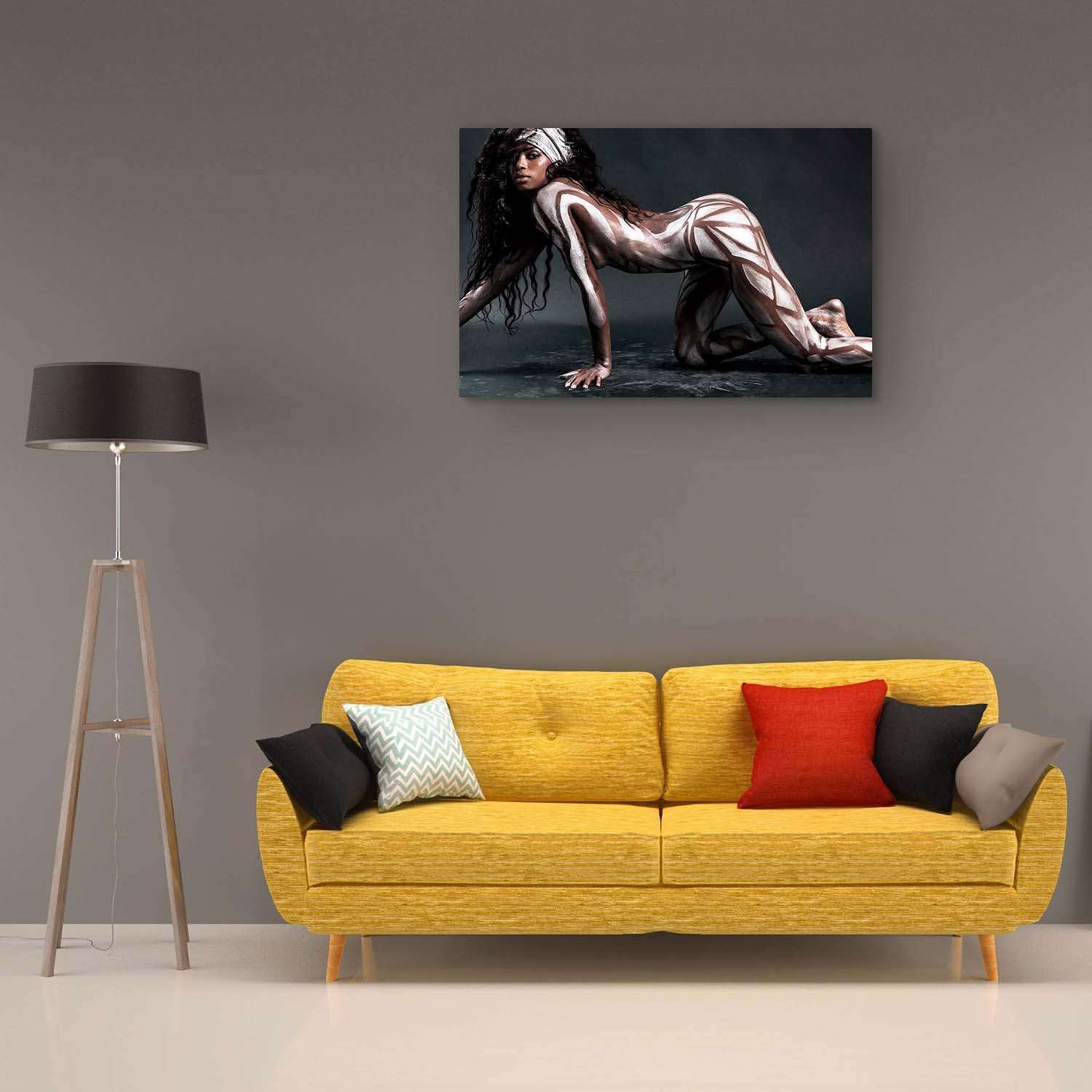 Abstract Hot Chocolate Black and White Woman Canvas Wall Art - 24x36 Inch Stretched Print, Modern Home Decor for Bedroom & Living Room - Unique Luminous Painting Ready to Hang | Perfect for Contemporary Spaces & Coffee Shop Aesthetics