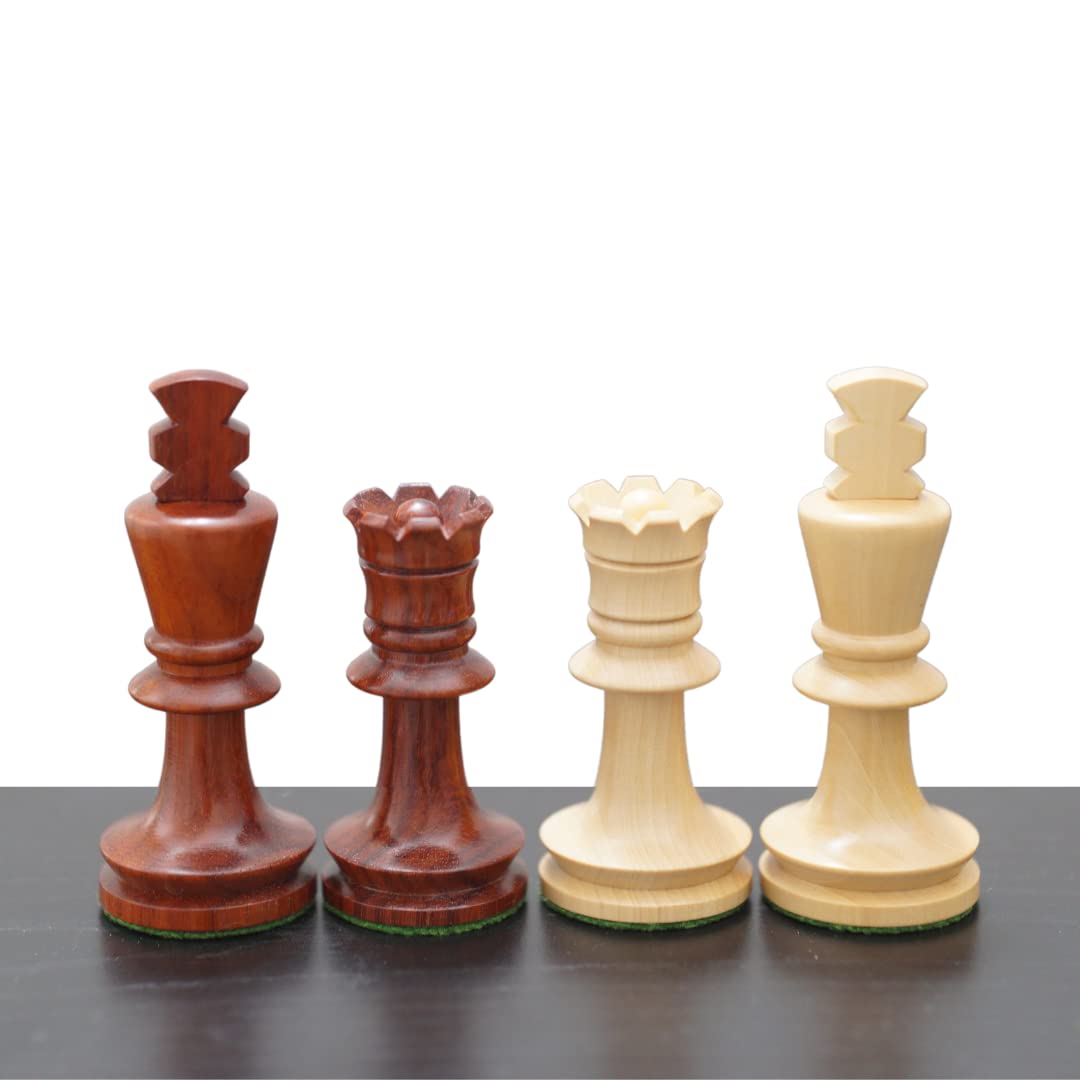 Handmade Wooden Chess Pieces Set - Reproduced Romanian Hungarian National Tournament Weighted Chess, King 3.9