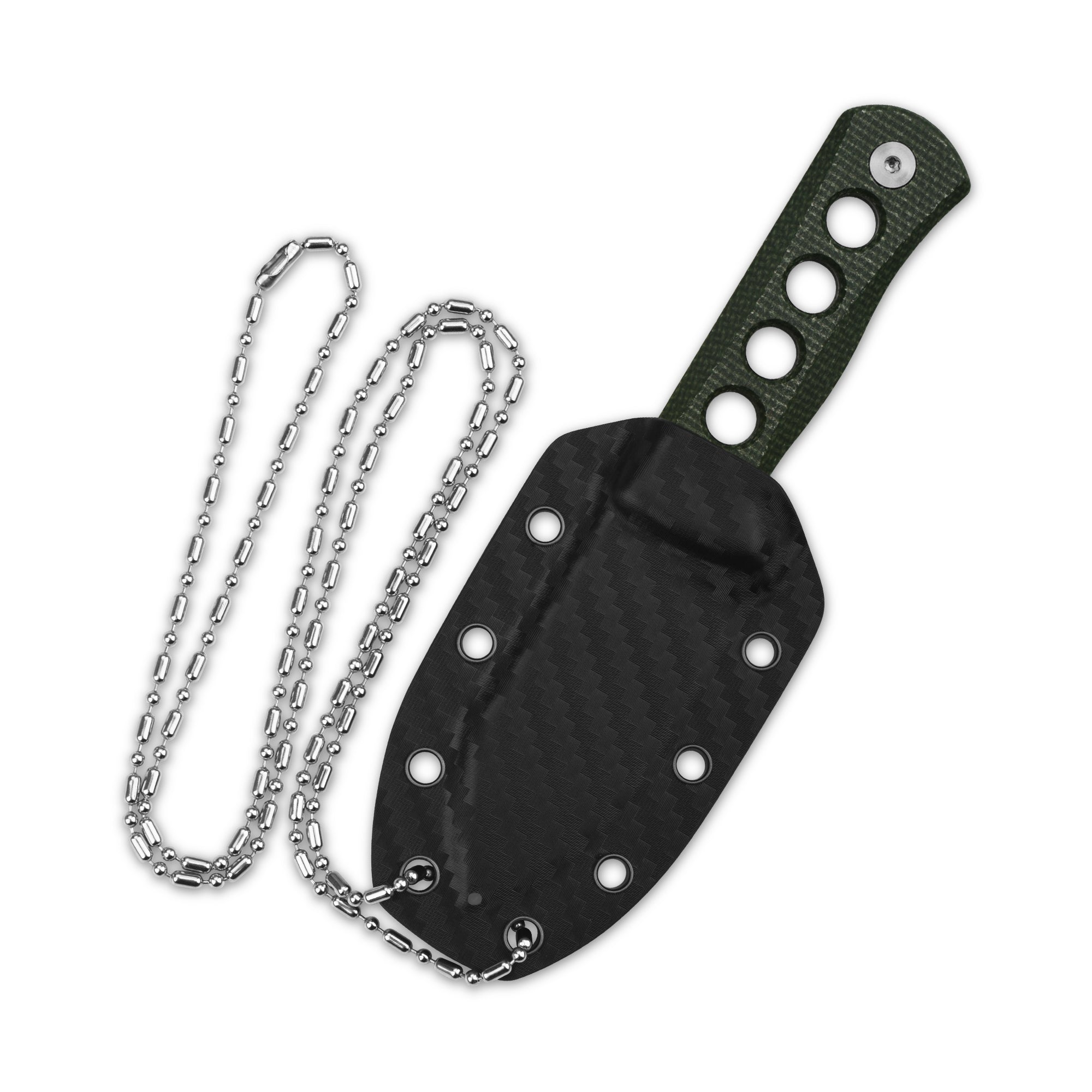 QSP Canary Neck Knife - 14C28N Stainless Steel Blade, Green Micarta Handle with Kydex Sheath - Compact EDC Knife for Outdoor, Camping, Hiking & Survival Gear