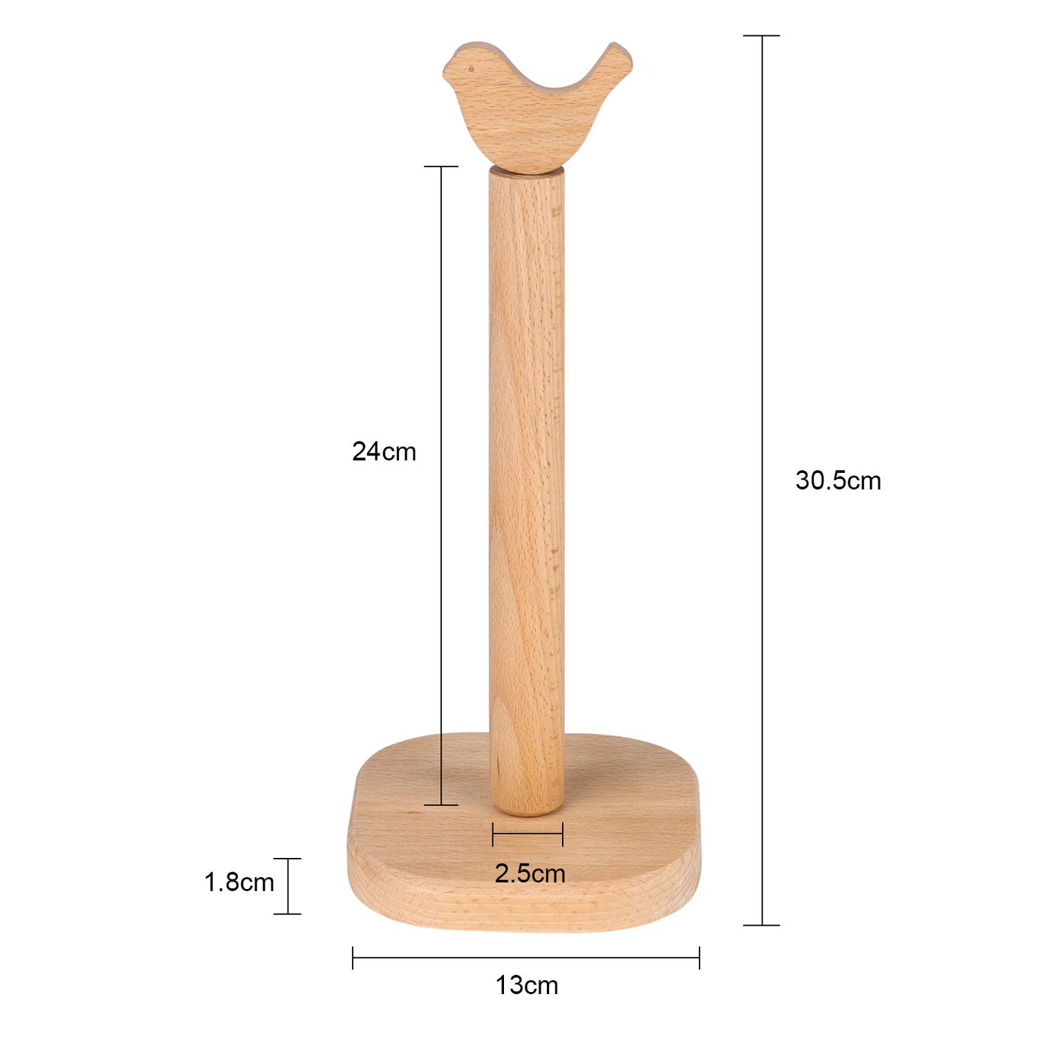 Wooden Paper Towel Holder - Vertical Countertop Tissue Roll Dispenser Stand Organizer for Kitchen, Bathroom, Living Room, Bedroom, Dorm & Office - Perfect for Hand Towels, Napkins and Decorative Storage