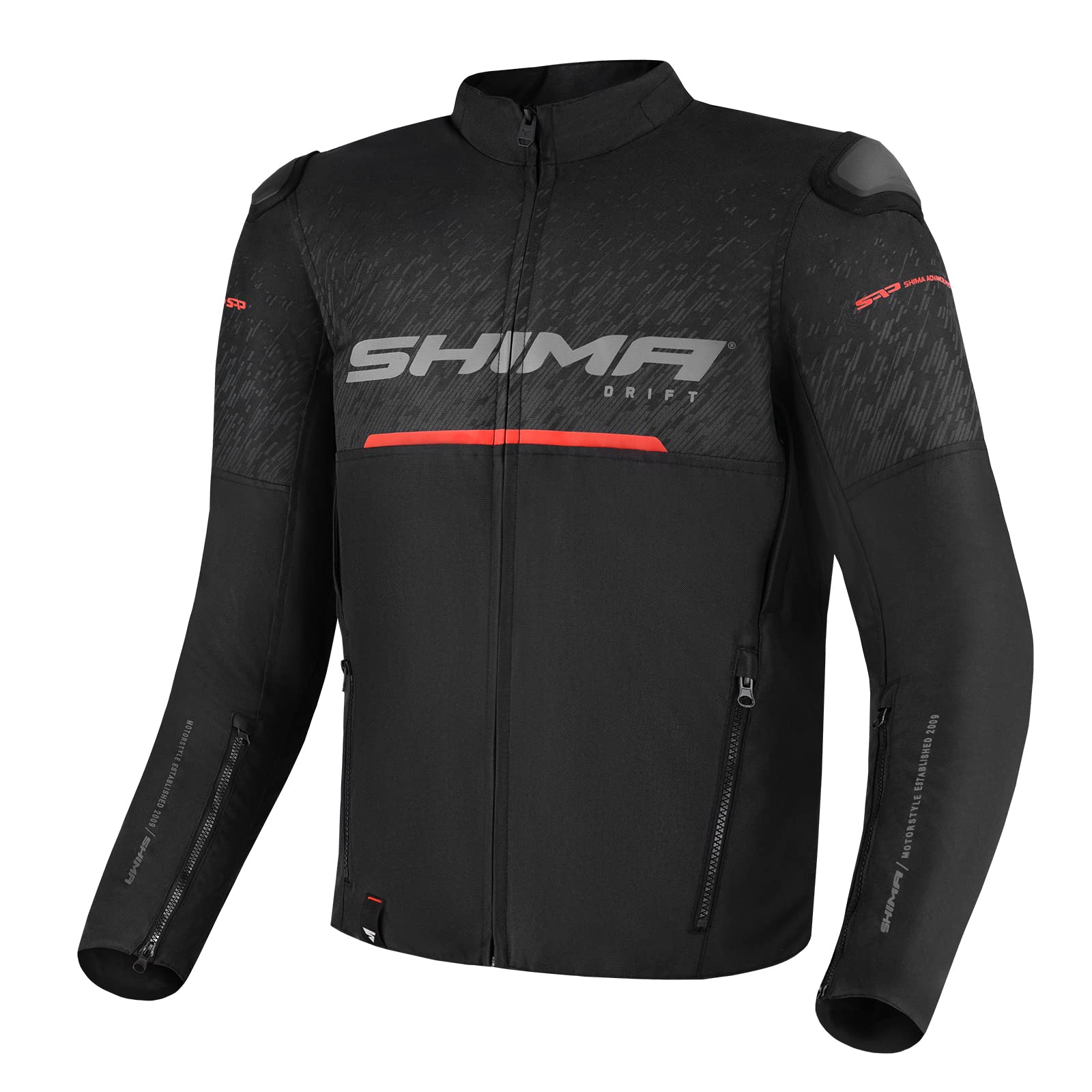 SHIMA DRIFT Men's Lightweight Breathable Summer Motorcycle Jacket - CE Certified Armor (Shoulder, Elbow, Back) with Adjustable Fit - Black Size L - Perfect for Urban Commuting & Summer Riding