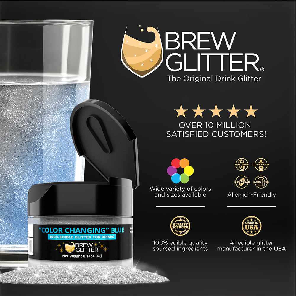 Blue Color Changing Brew Glitter® Necker - Fun & Unique Novelty Scarf for Parties, Raves & Festivals | Wholesale Bulk Orders Available