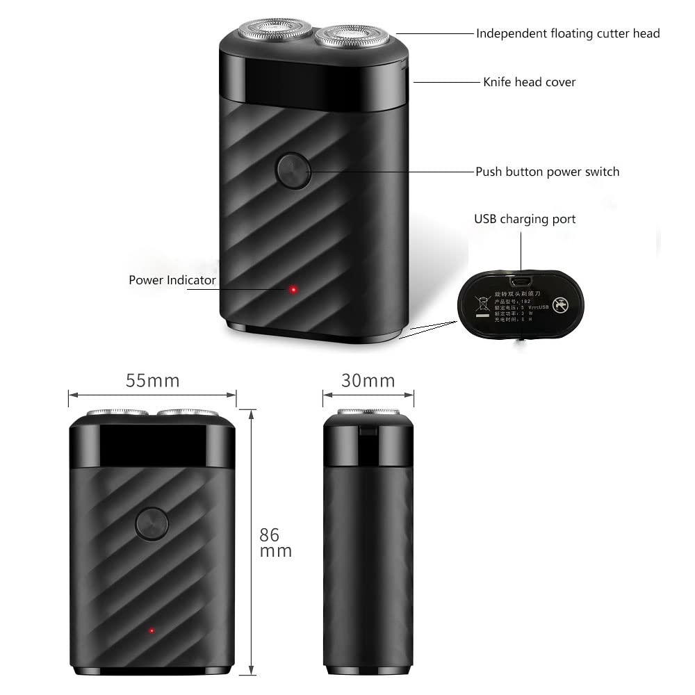 ZYUJIA Electric Razor for Men - Wet & Dry Cordless Rotary Shaver with IPX7 Waterproof, USB Rechargeable - Perfect for Travel, Gym & Daily Shaving