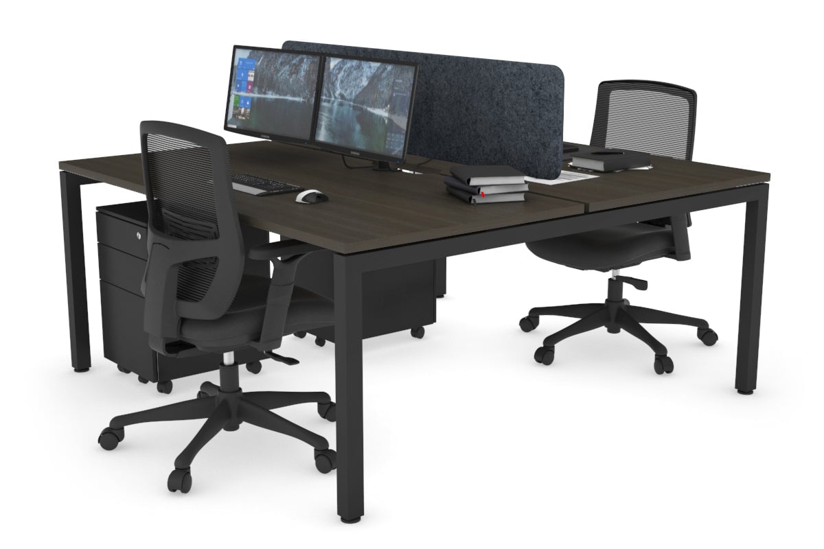 Quadro Square Legs 2 Person Office Workstation Desk - 1400L x 800W with Cable Management Scallop - Perfect for Shared Workspaces & Home Offices