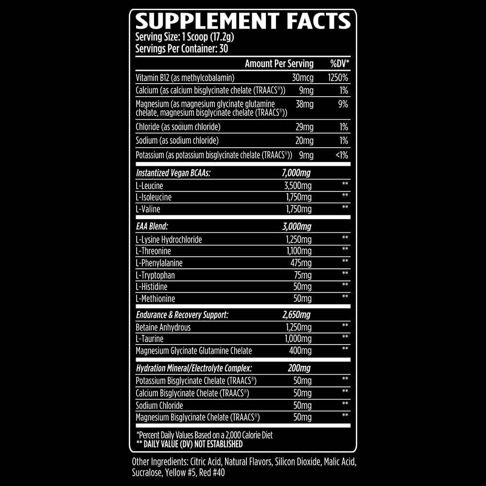 Aminogex Ultra BCAA Powder with Amino Acids, Betaine & Glutamine - Post Workout Recovery & Intra Workout Drink with Electrolytes - 30 Servings Tropical Mango (18.2 oz) - Ideal for Muscle Recovery, Gym Performance & Hydration During Intense Training