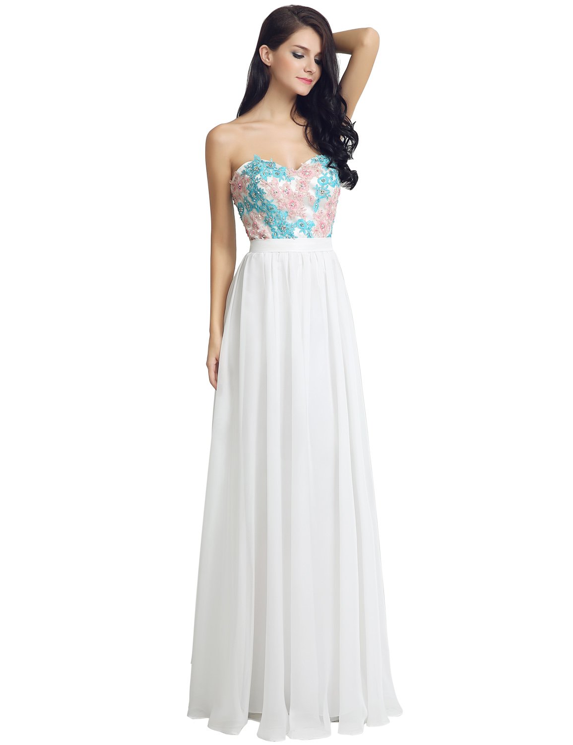 Sarahbridal Juniors Sweetheart Bridesmaid Dresses - Chiffon Long Prom Evening Gown with Pleated Details | Perfect for Weddings, Proms, and Formal Events