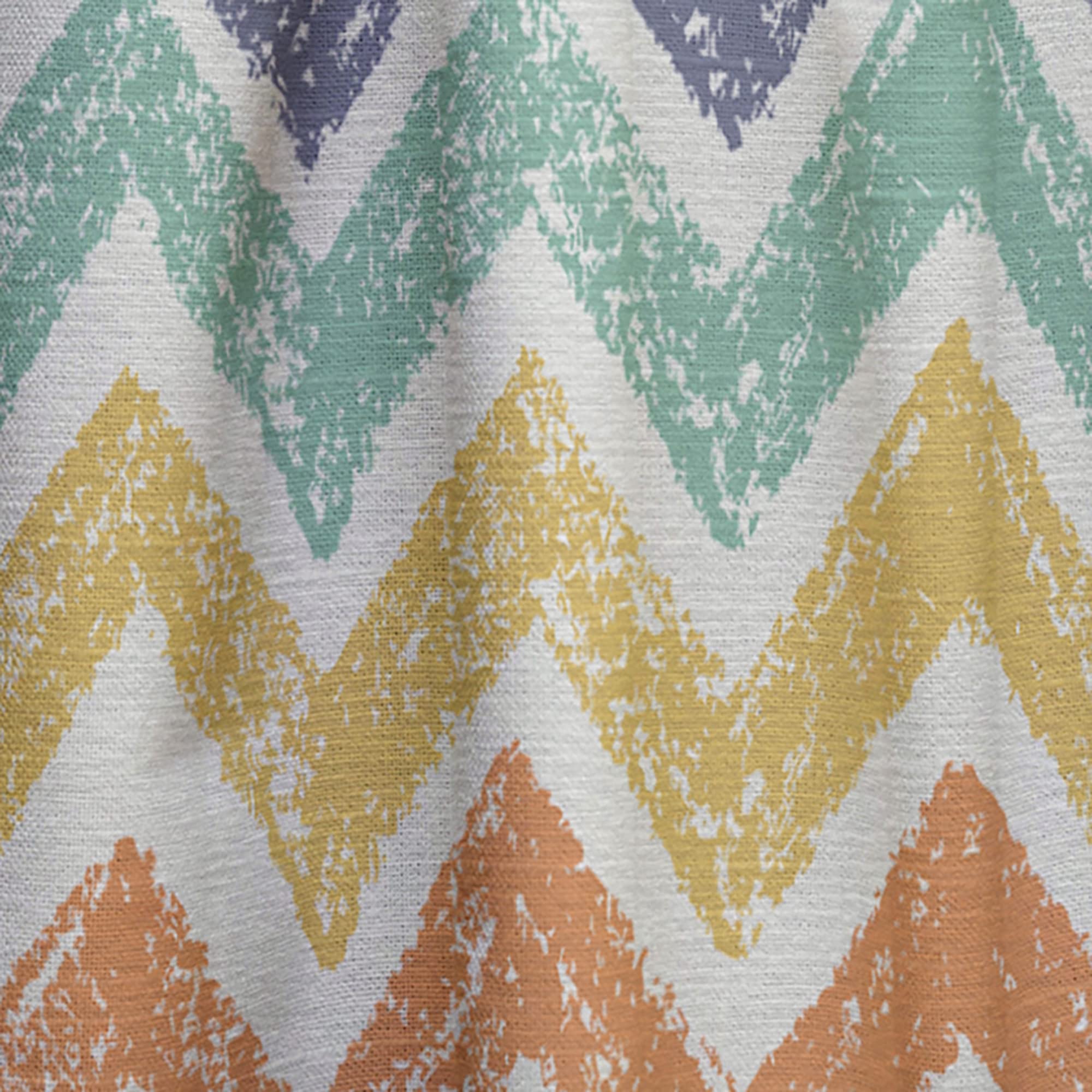 DesignQ Thermal Insulated Chevron Pattern Curtains - Retro Orange, Blue & Yellow Single Panel 52x120 - Blackout Drapes for Bedroom & Living Room - Perfect for Home Decor & Sun Protection