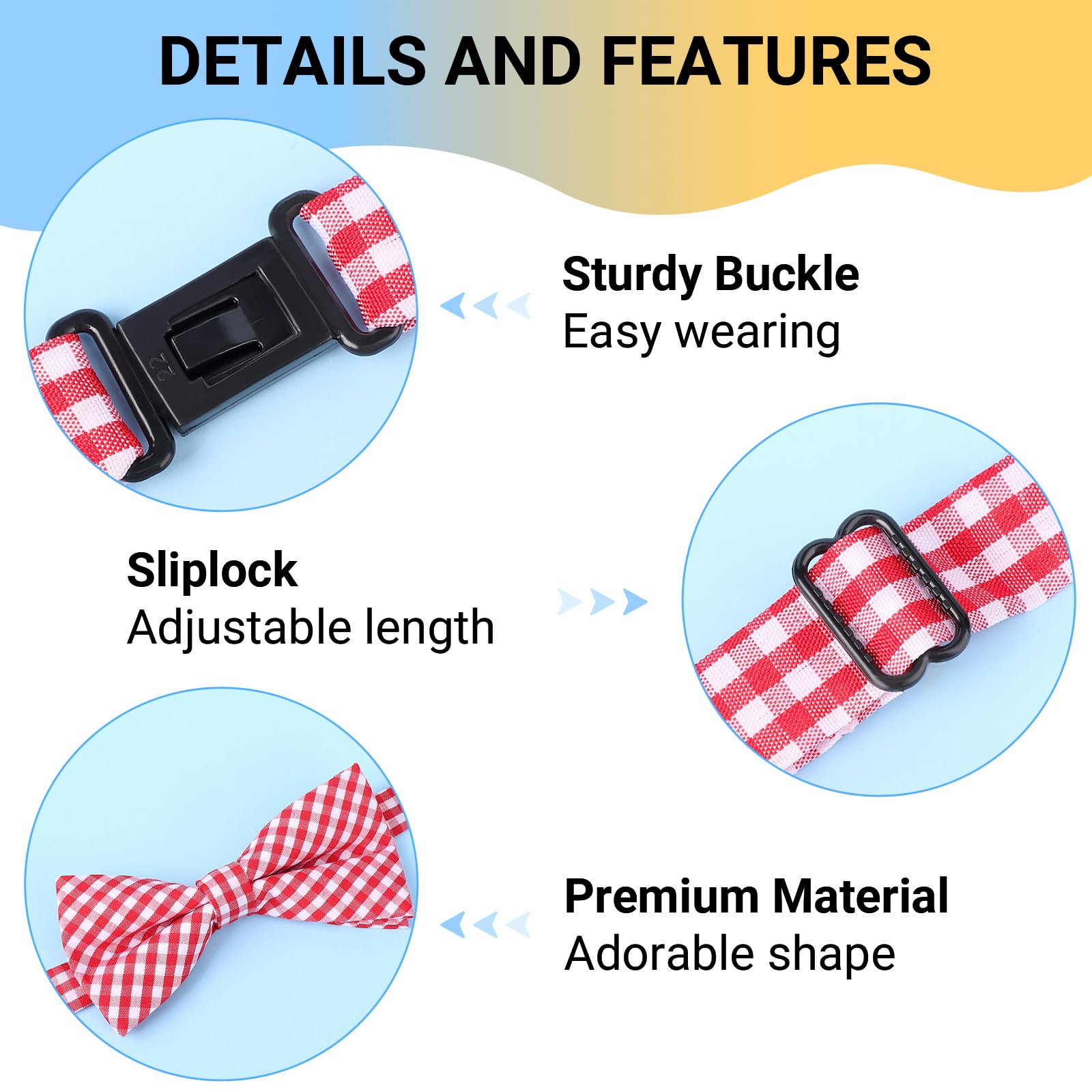 Segarty Plaid Dog Bow Tie - Adjustable Pet Bow Collar for Small Medium Large Dogs & Cats - Perfect for Weddings, Thanksgiving, Christmas Costumes & Grooming - Boy & Girl Pet Fashion Accessory
