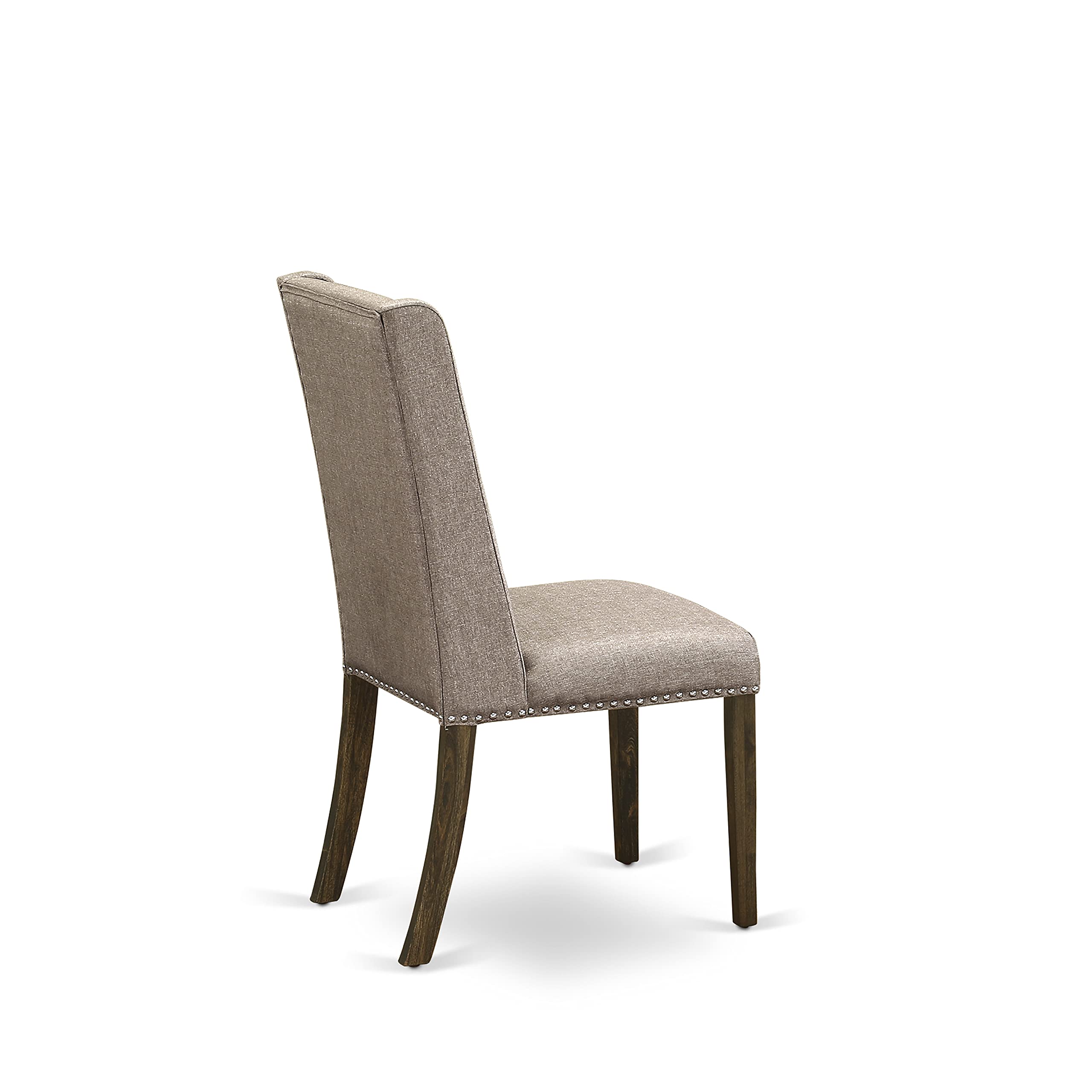 East West Furniture X797FL716-5 5-Piece Dining Room Set - 40x72 Inch Rectangle Kitchen Table with X-Legs & 4 Dark Khaki Linen Fabric Chairs - Perfect for Small Spaces, Breakfast Nooks & Cozy Family Meals