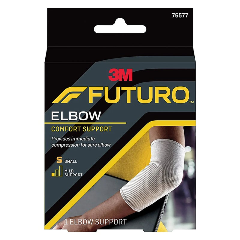 Futuro Elbow Support Brace for Left or Right Arm - Mild Compression, Small Size, Grey Color - Ideal for Tennis, Golf & Arthritis Pain Relief (Pack of 1)
