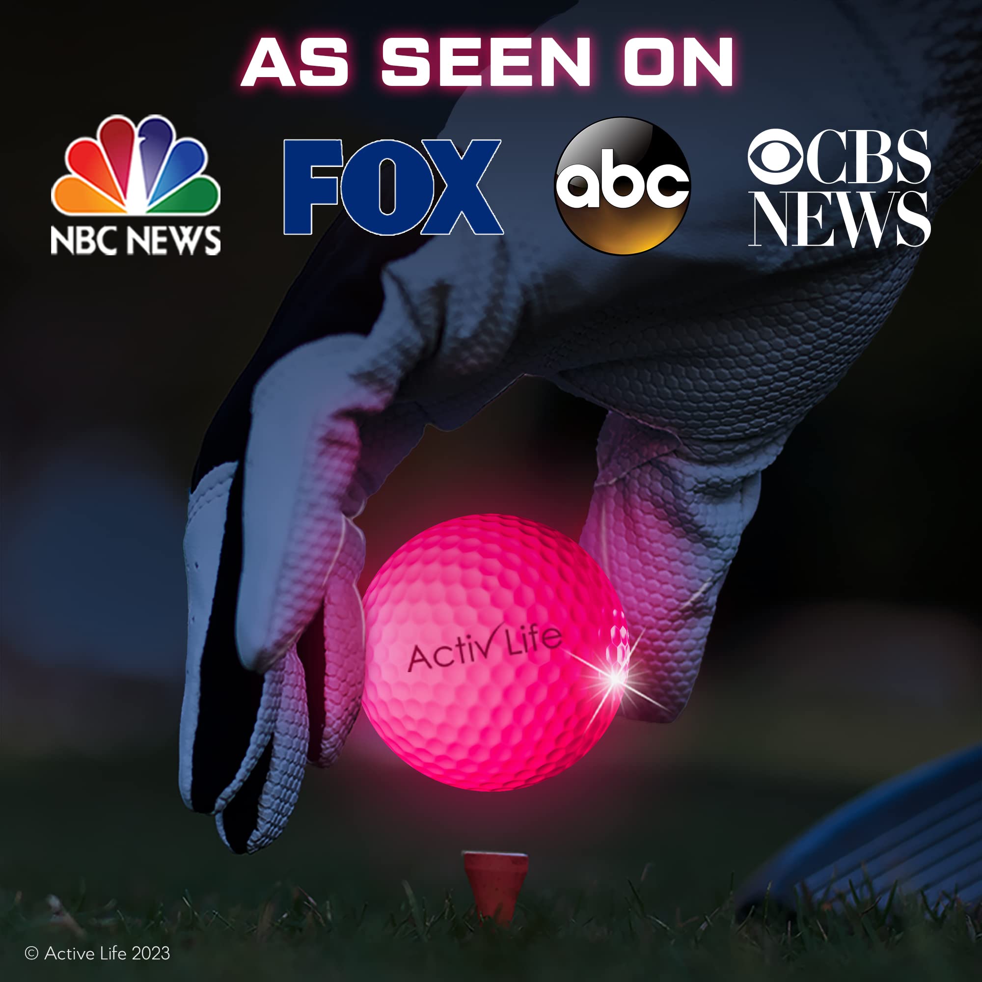Activ Life Super Bright LED Golf Balls - Night Glow Golf Balls with 40-Hour Battery & 8-Min Retrieval - Perfect for Night Golf & Driving Range Practice - Great Gift for Golf Enthusiasts & Men
