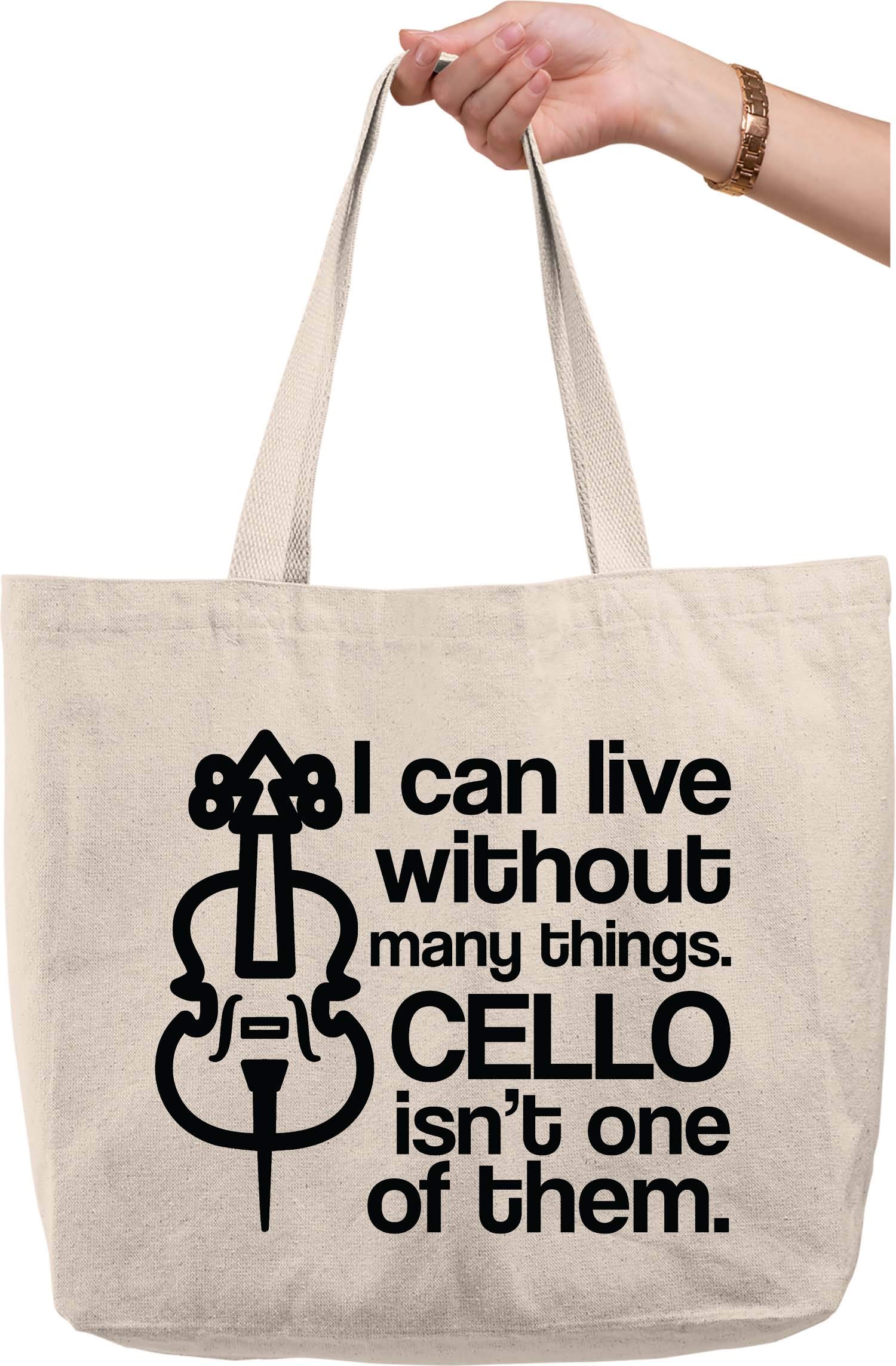 Funny Music Lover Natural Canvas Tote Bag - Cello Gift for Musicians & Orchestra Fans - Perfect for Rehearsals, Concerts & Music School Accessories