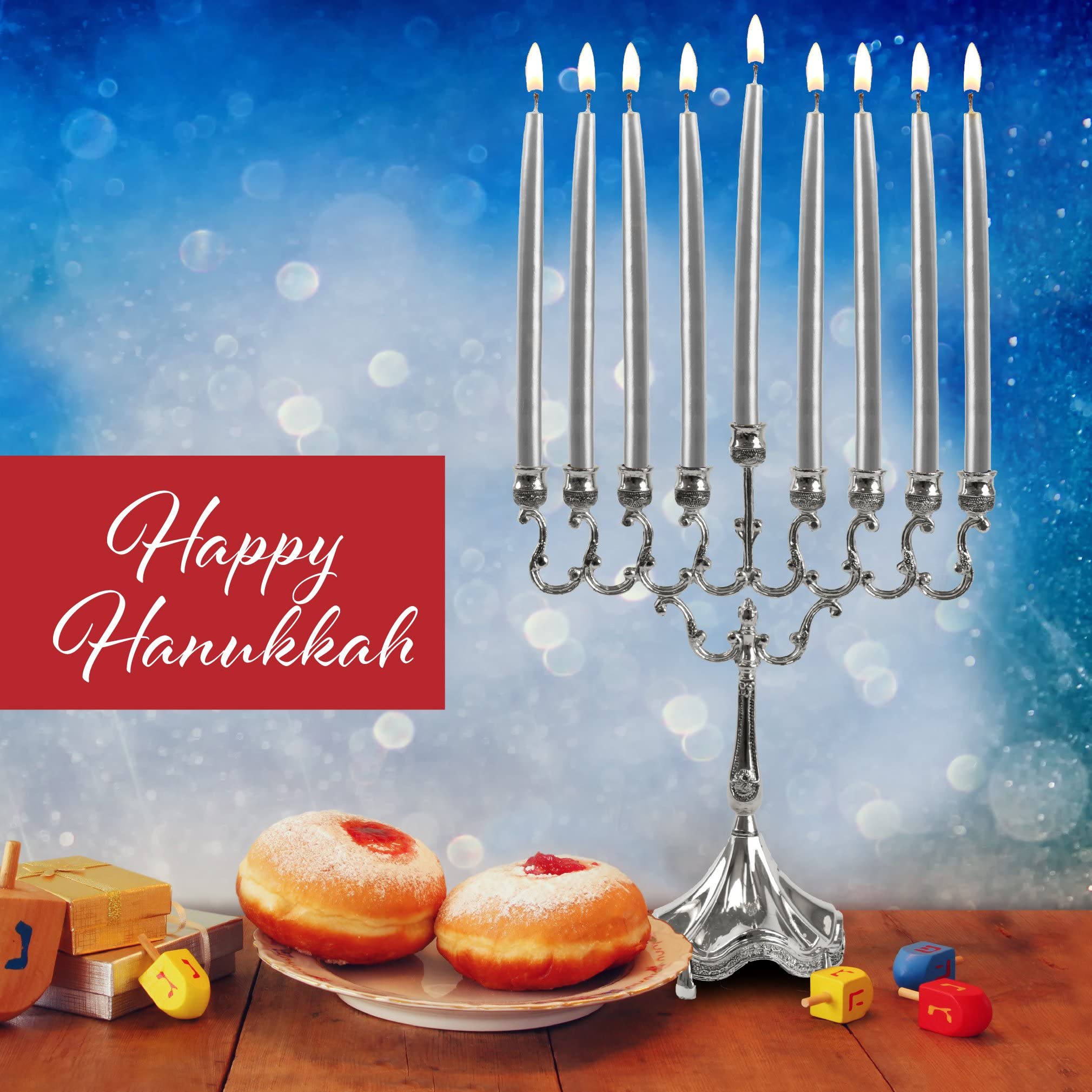 Premium Dripless Chanukah Candles - Standard Size Metallic Silver Hanukkah Candles for Menorah, High-Quality Wax Lasts All 8 Nights (Pack of 45) - Perfect for Home Celebrations, Synagogue Events & Holiday Decorations