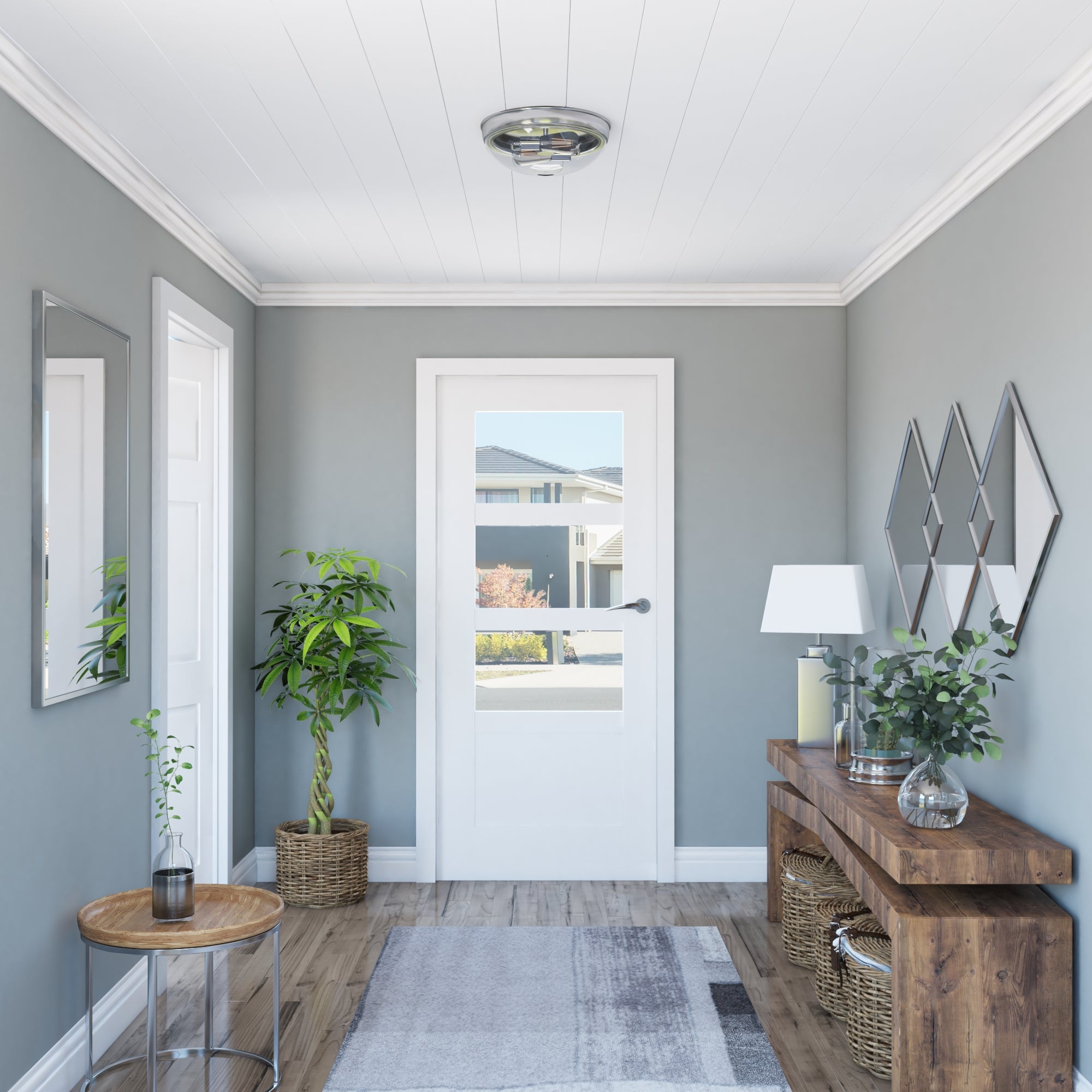 Madalyn Dome Flushmount Light Fixture - Clear Glass Shade with Brushed Nickel Finish - Modern Ceiling Lighting for Bedroom, Hallway & Entryway