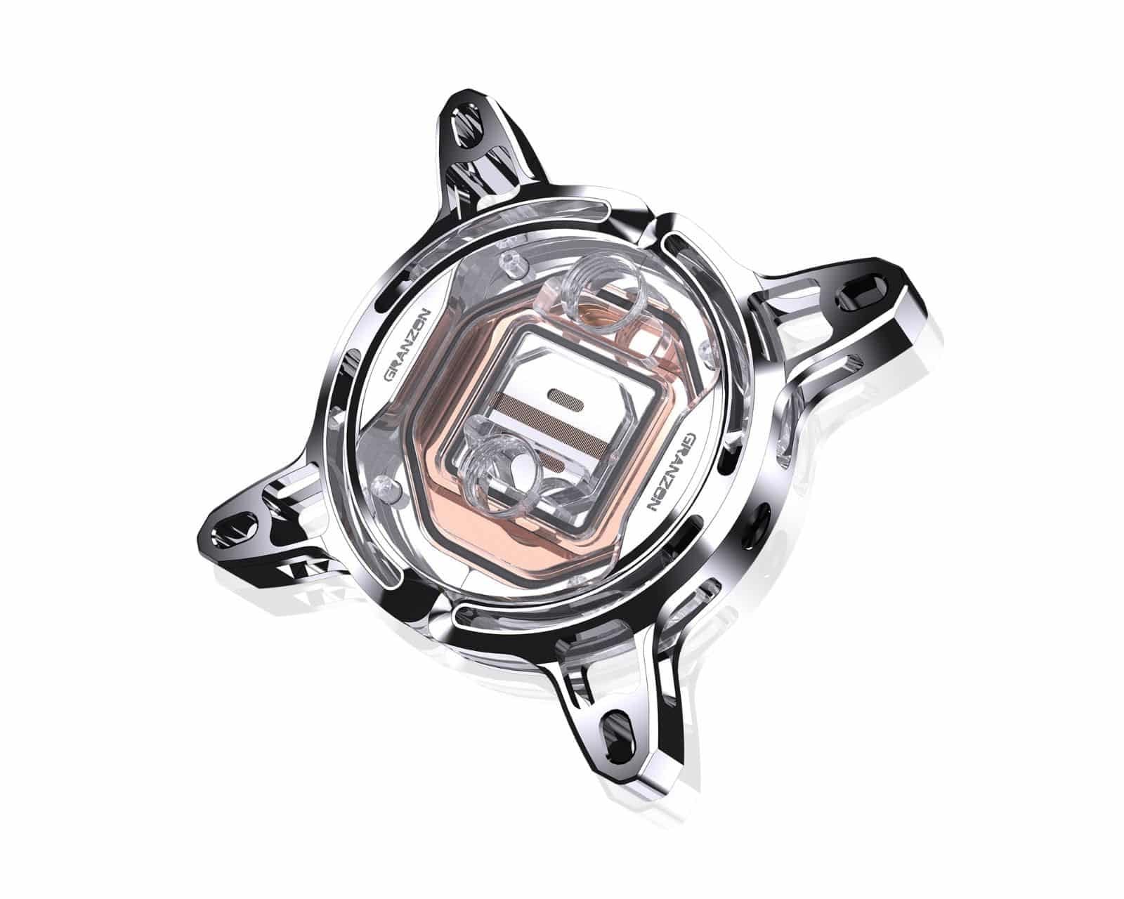 Granzon GAI0.1 CPU Liquid Cooling Block with 5V Addressable RGB Lighting - Compatible with Intel 115x/1200/20xx Sockets - Silver Finish - Perfect for Gaming PC Builds & Custom Water Cooling Systems