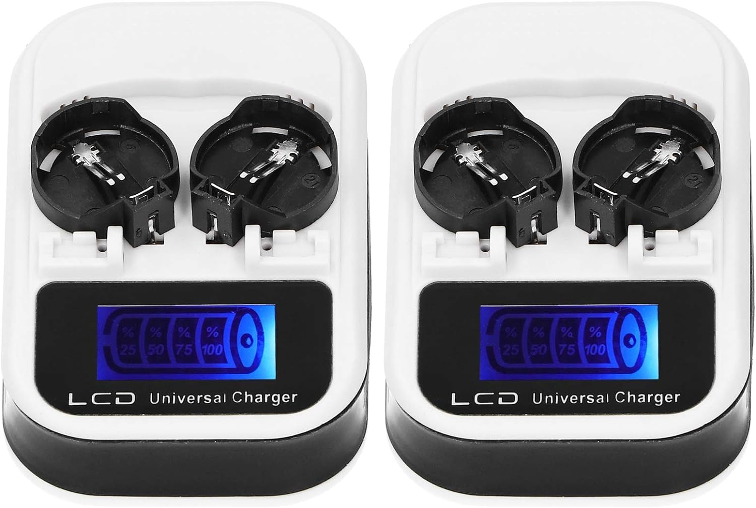 BenjiPower Rechargeable Battery Charger with LCD Screen - Includes 2 Button Batteries for LIR2016 LIR2025 LIR2032 ML2016 ML2025 ML2032 CR2032 Lithium Batteries - Perfect for Watches, Key Fobs, Calculators & Electronic Devices