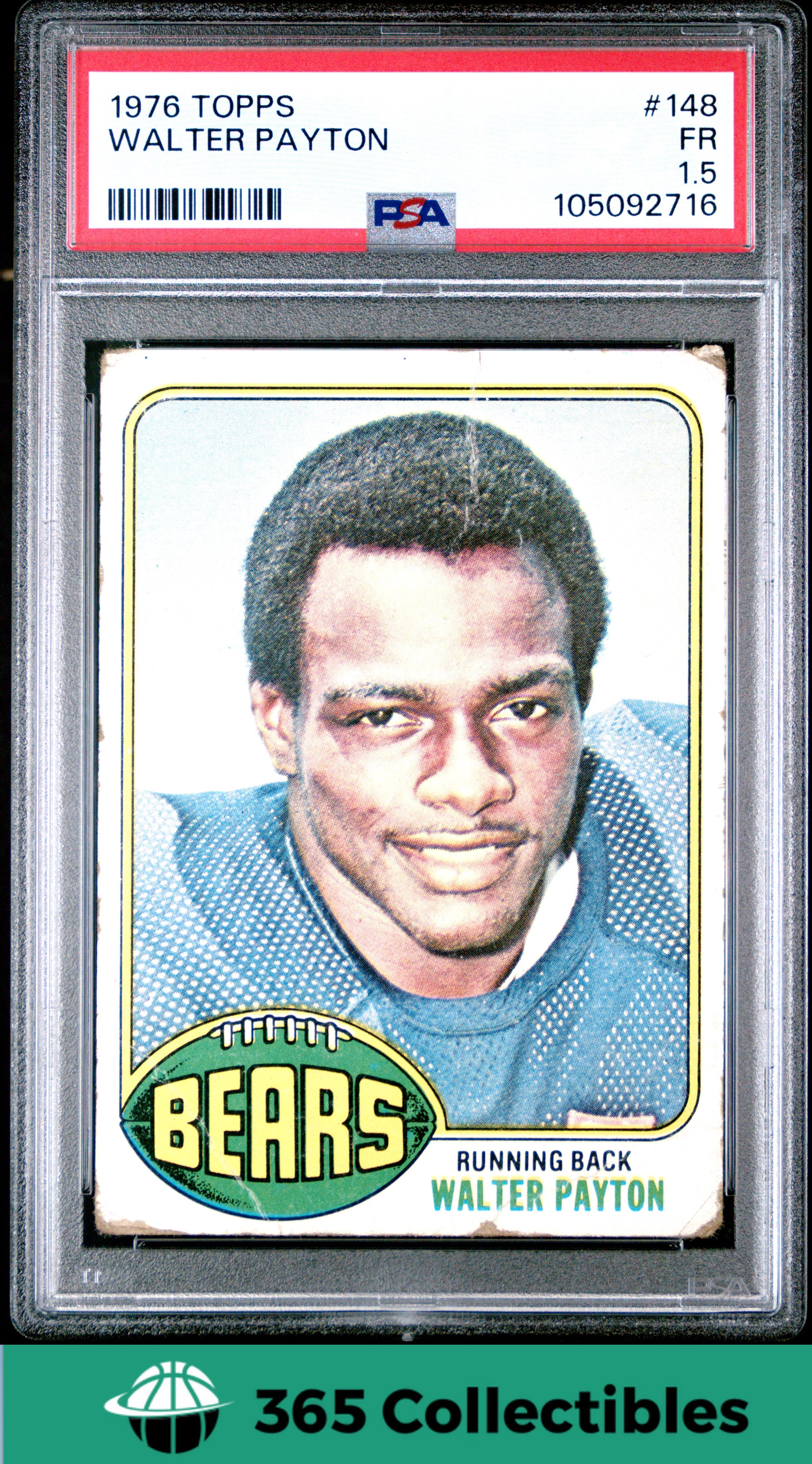 1976 Topps Walter Payton Rookie Card #148 PSA 1.5 FR - Chicago Bears Football Collectible for Sports Memorabilia & Investment