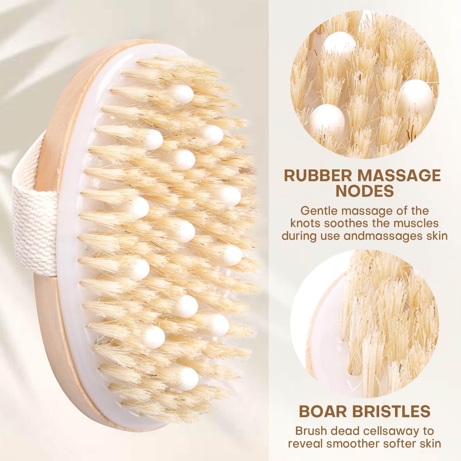 2 Pack Dry Body Brush for Lymphatic Drainage & Cellulite - Exfoliating Skin Care for Healthy Glow at Home Spa